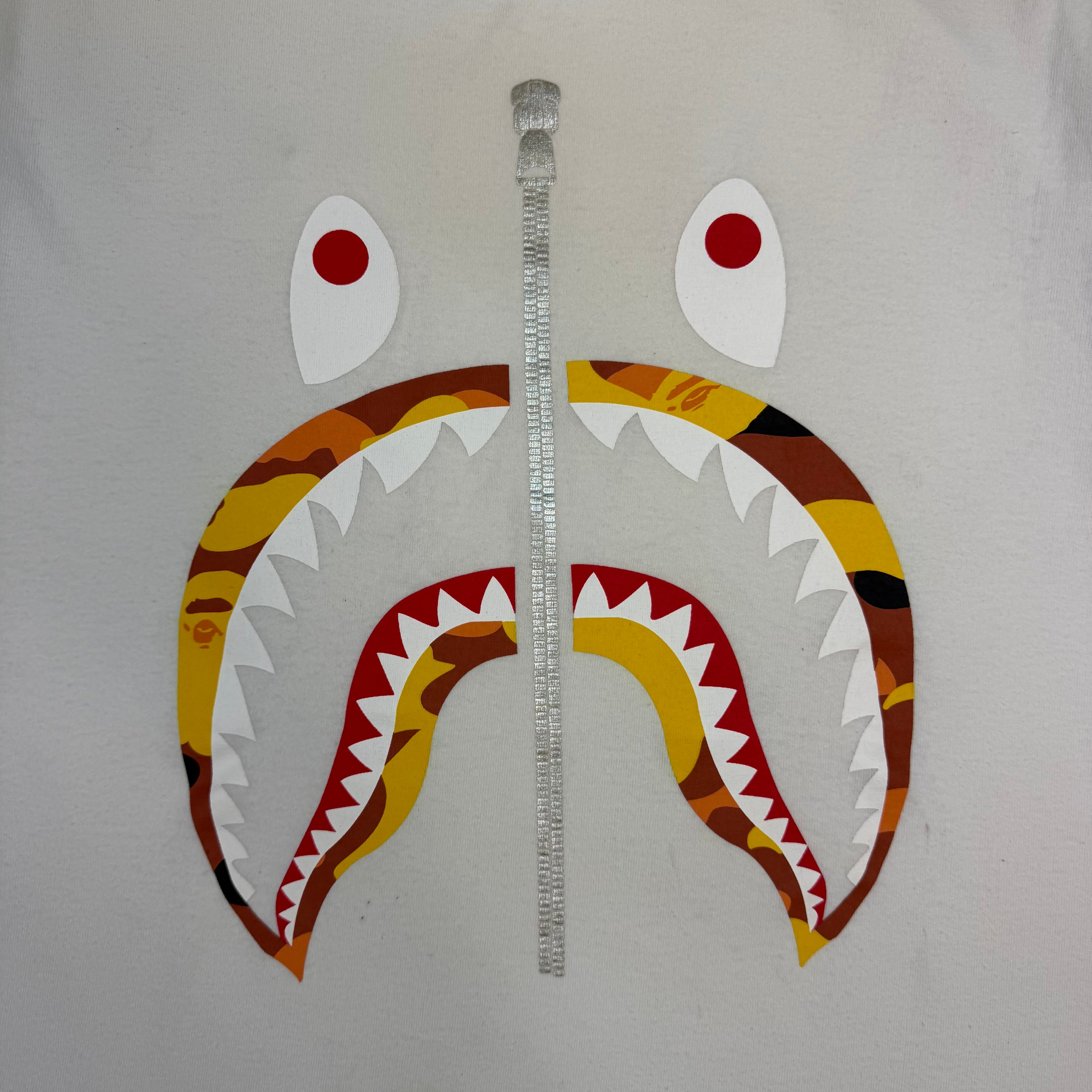 Bape Camo Zip Shark Tee White