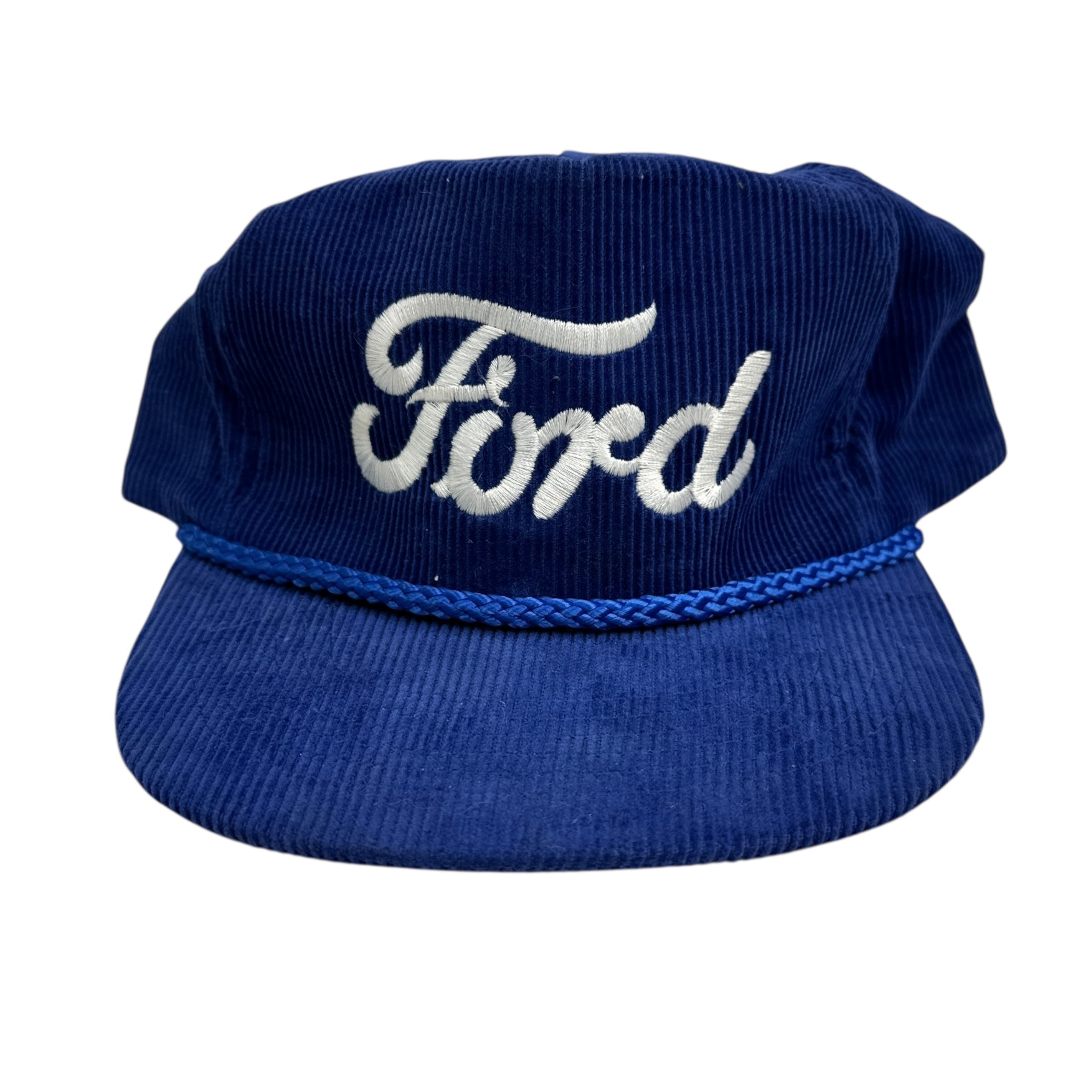 Vintage Ford Corduroy Trucker Hat Blue