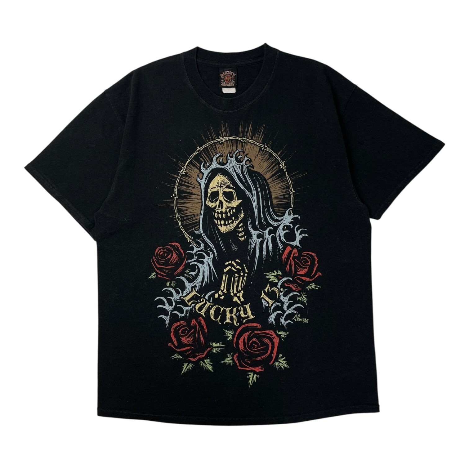 Vintage Lucky 13 Santa Muerta T-Shirt Black