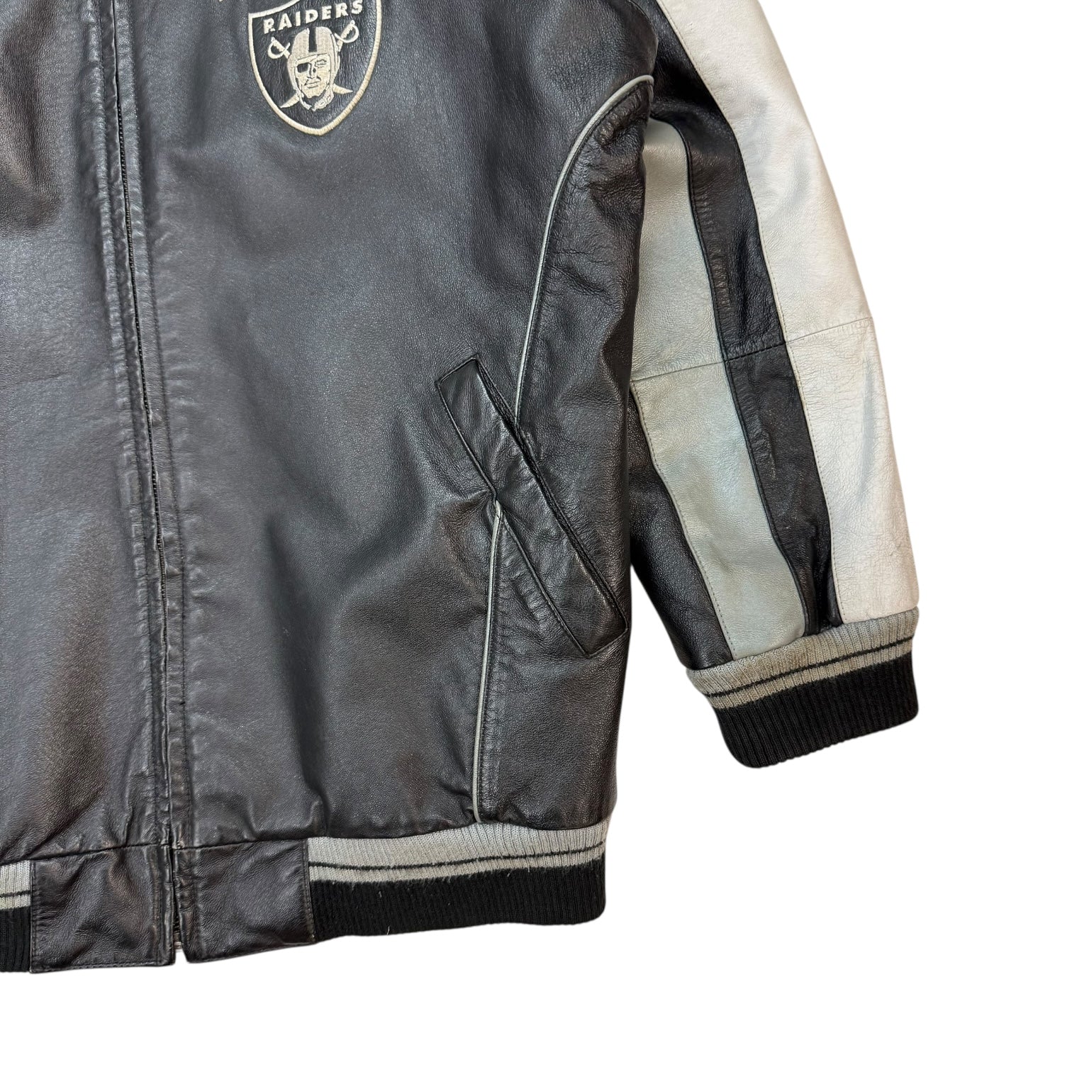 Vintage NFL Oakland Raiders Leather Jacket Black/White
