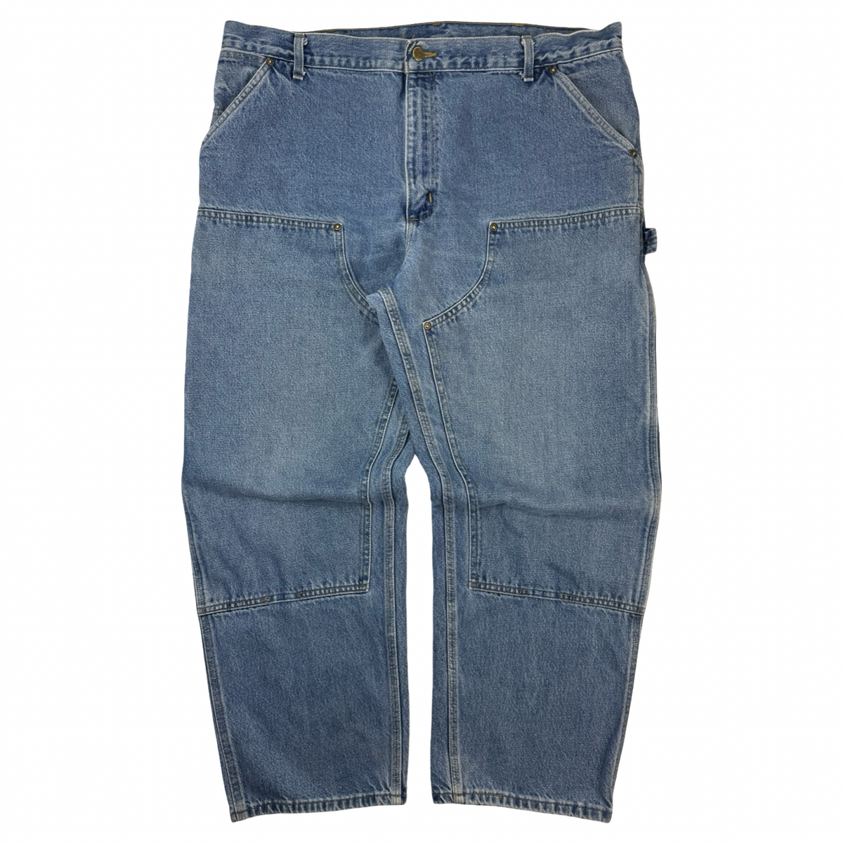 Vintage Carhartt Denim Double Knee Bottoms Faded Blue