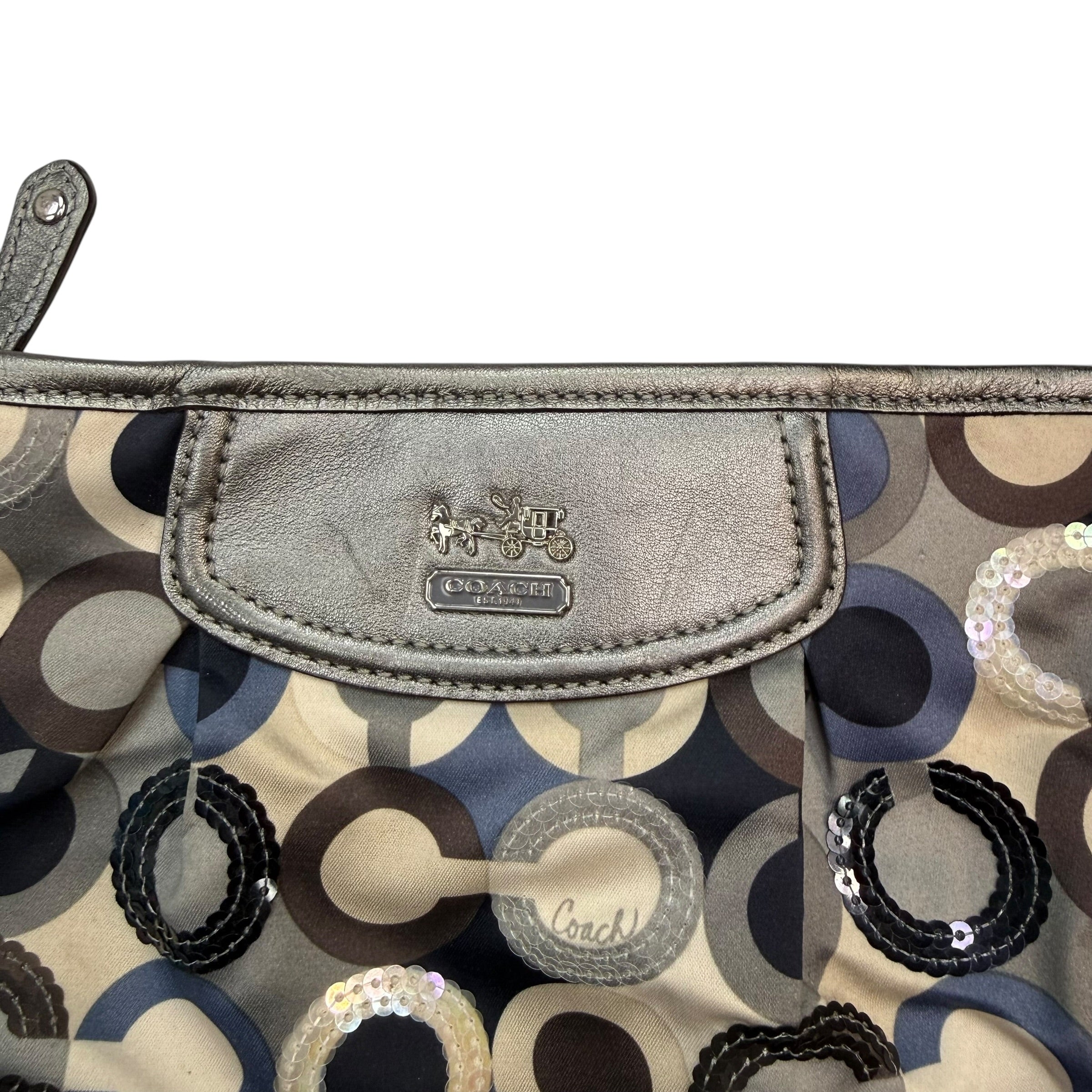 (W) Vintage Coach Madison Graphic Art Sequin Wristlet