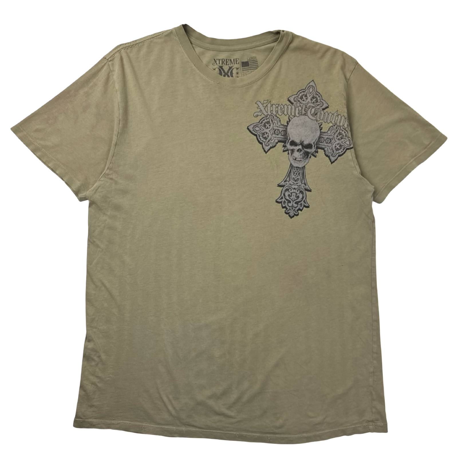 Vintage Y2K Xtreme Couture Cyber Cross & Skull Goth T-Shirt