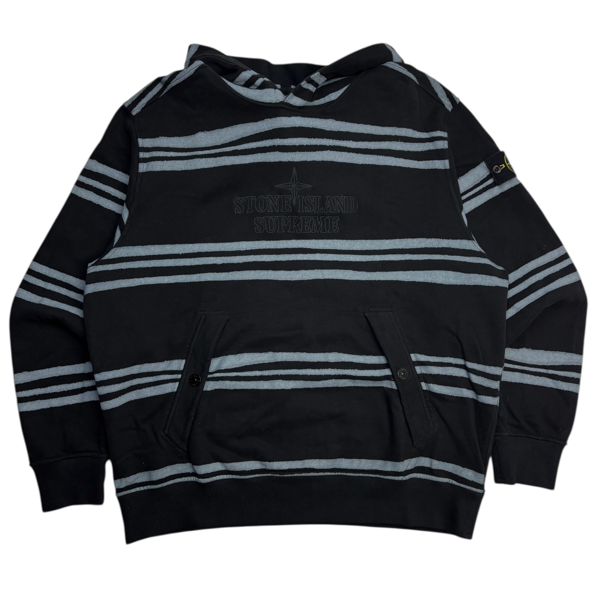 Supreme Stone Island Warp Stripe Hooded Sweatshirt Black