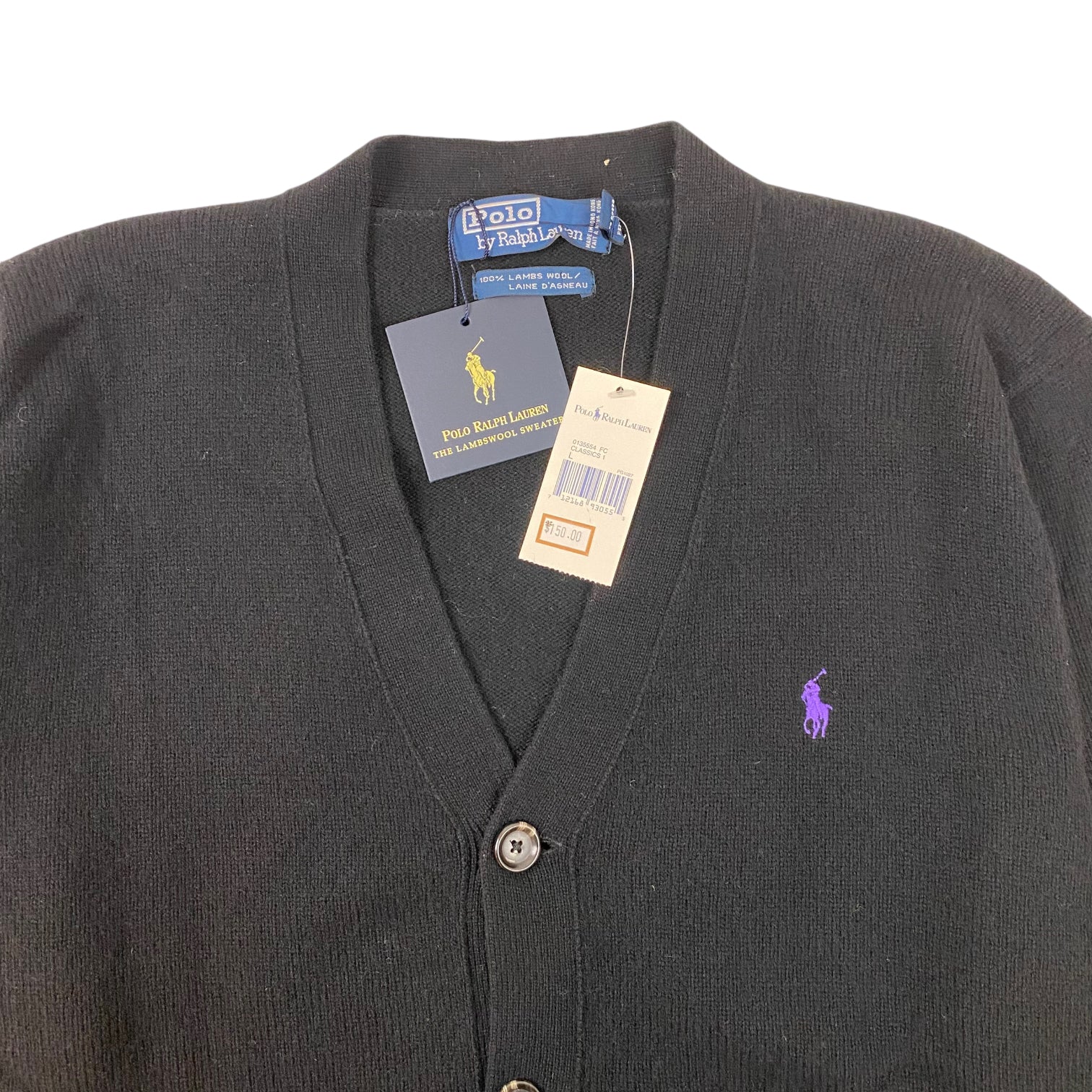 Vintage Polo Ralph Lauren Lambswool Cardigan Black