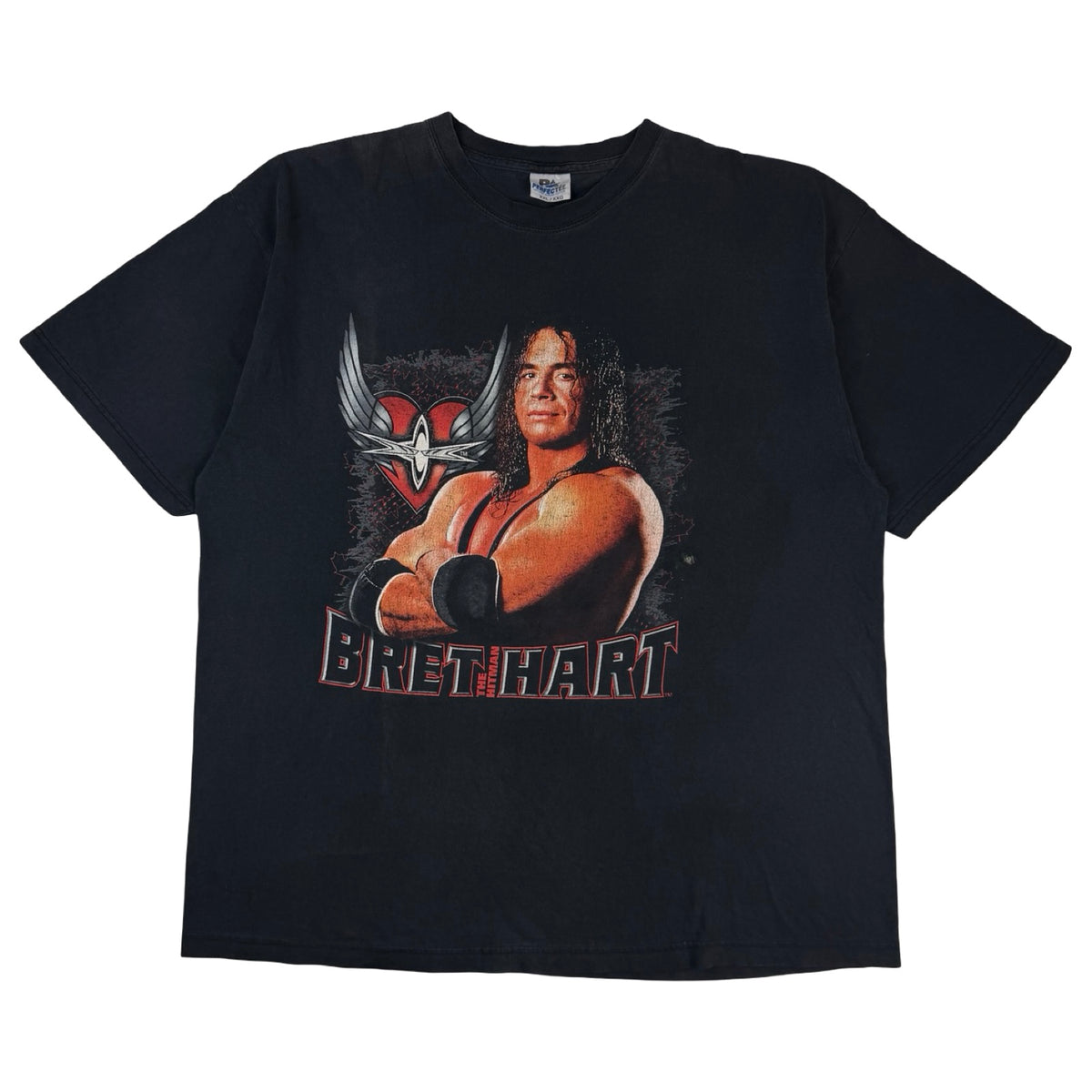 Vintage Bret The Hitman Hart Maple Leaf T-Shirt Black