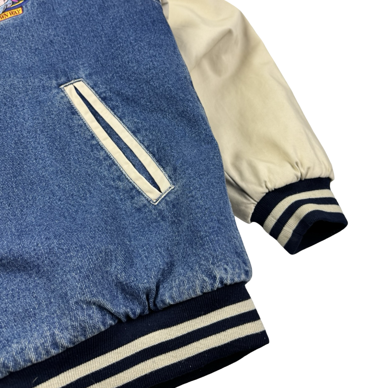 Vintage Eeyore ‘Positive In My Own Way’ Hooded Denim Varsity