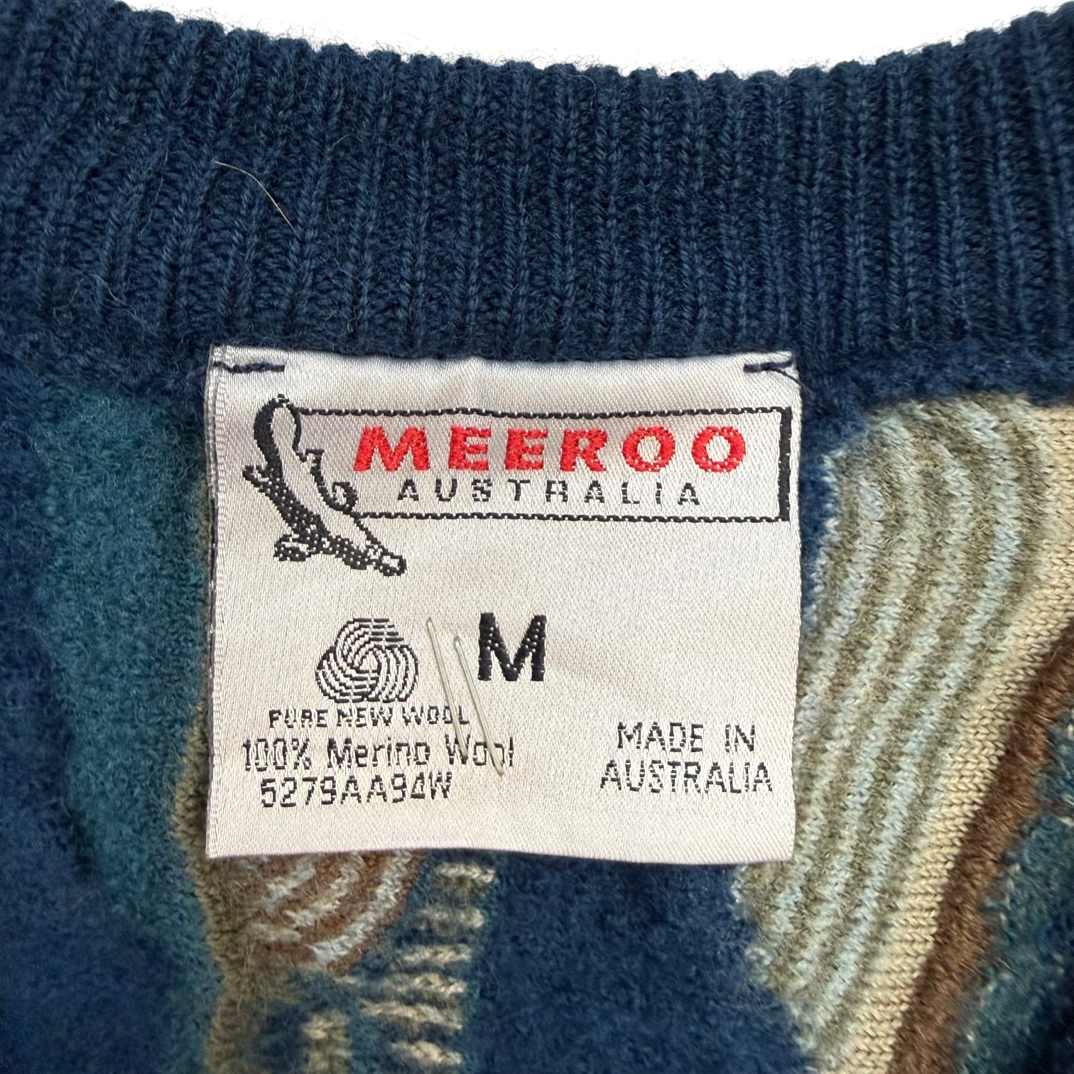 Vintage Meeroo Knit Cardigan Sweater Blue