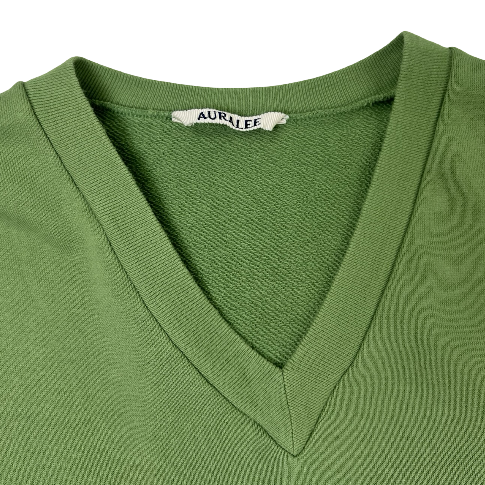 Auralee Light Flowy Sweat V-Neck Ribbed Hem Vest Green