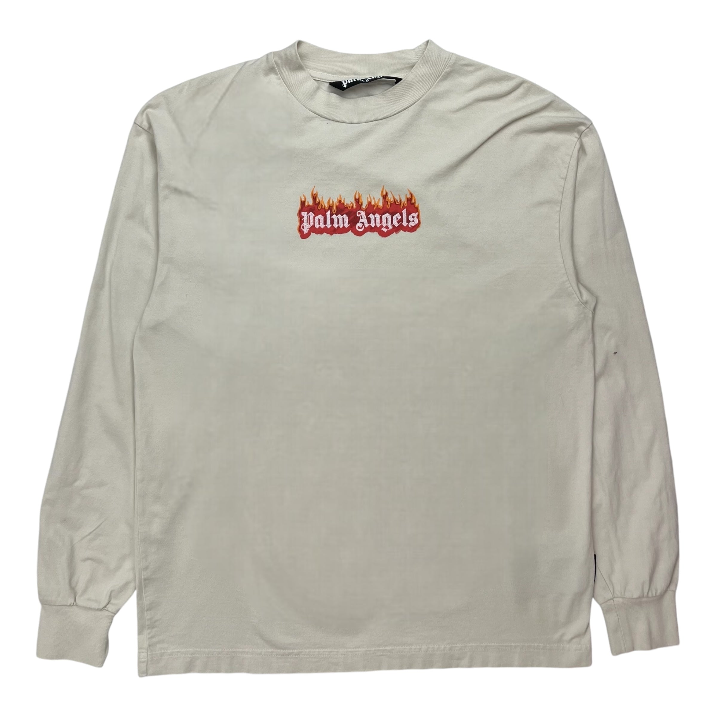 Palm Angels Flame Logo Long Sleeve Tee White