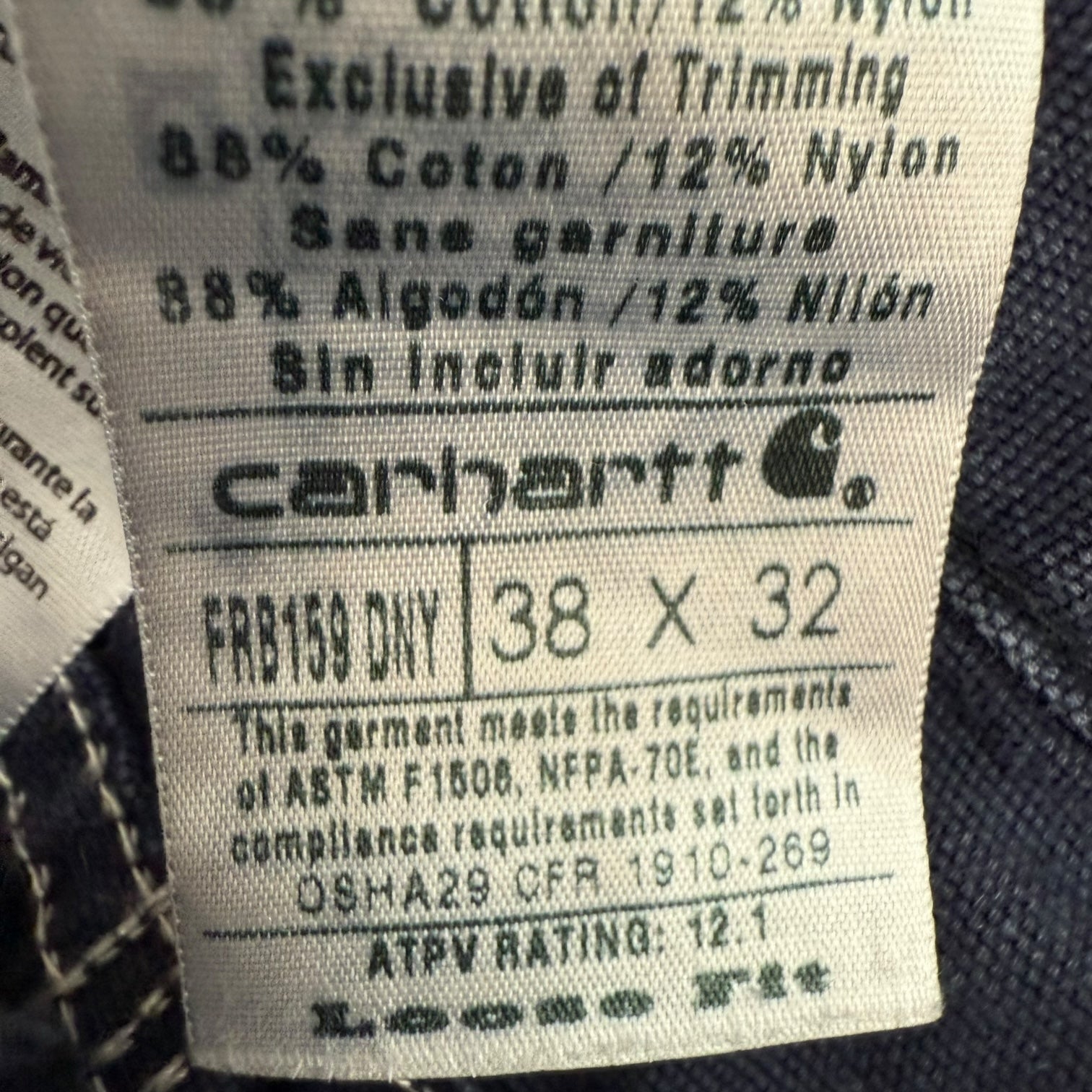 Vintage Carhartt FR Dungaree Pants Navy Blue