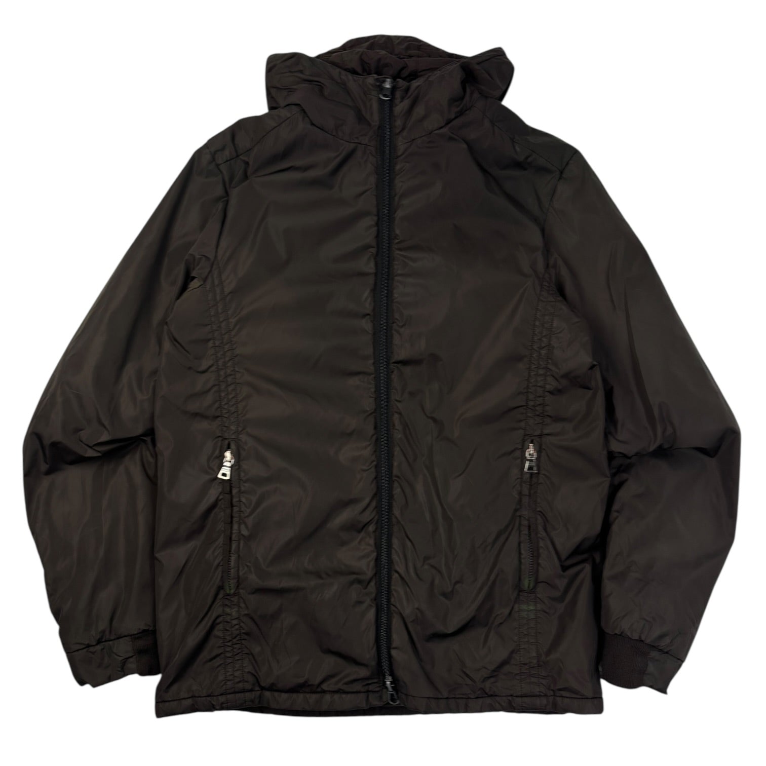 Prada Nylon Windbreaker Track Packaway Jacket Brown