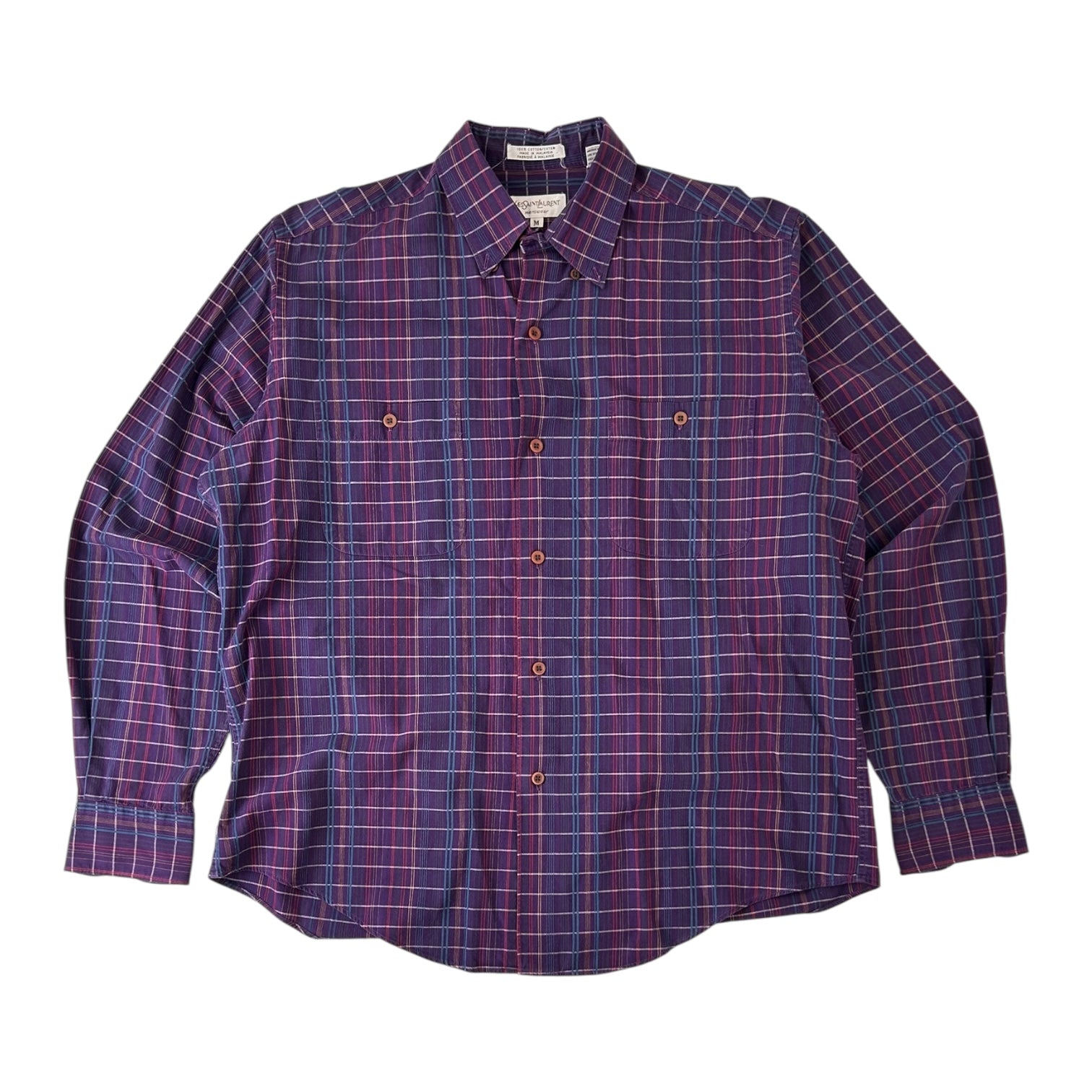 Vintage YSL Long Sleeve Dress Shirt Purple