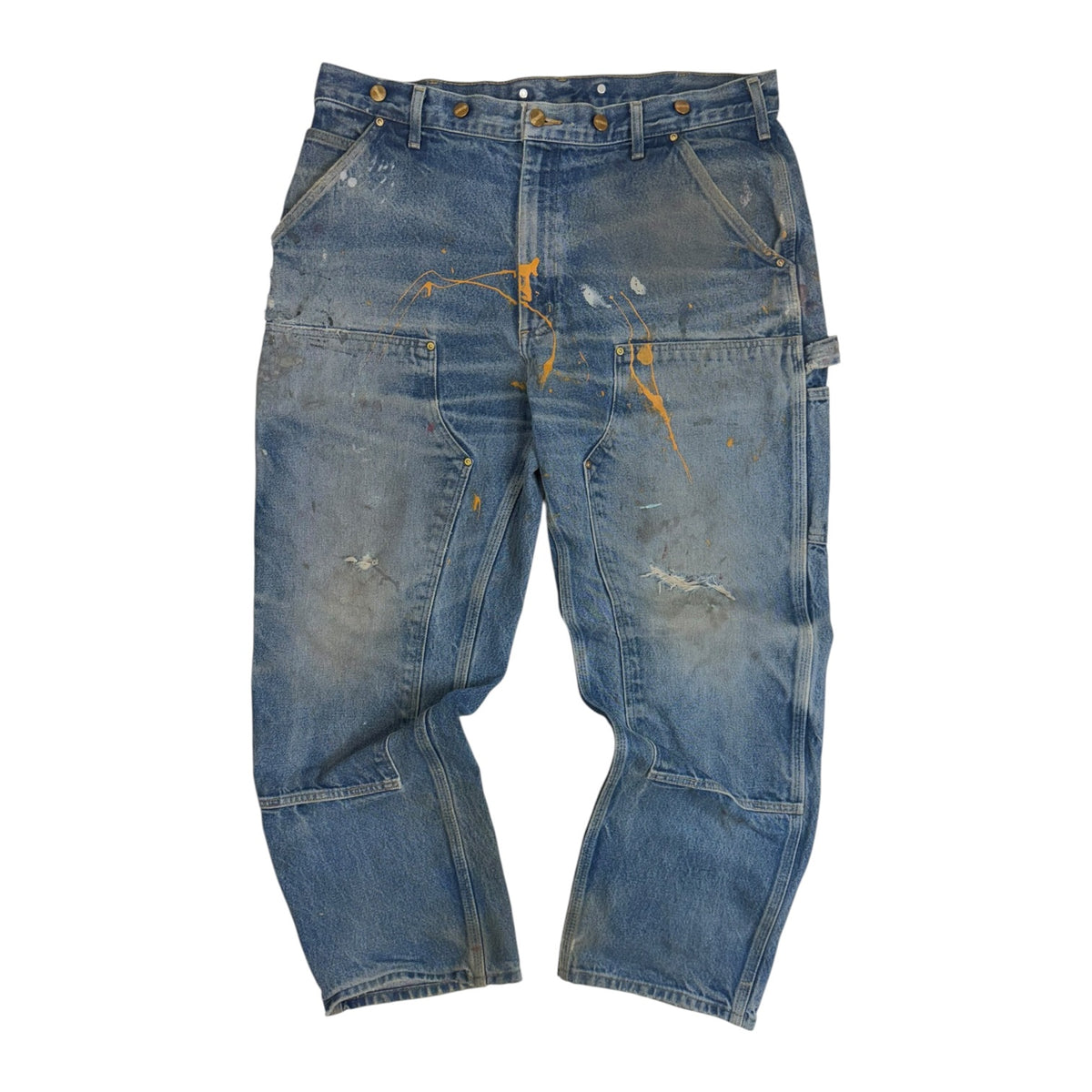 Vintage Carhartt Distressed Double Knee Denim Jeans Medium Wash
