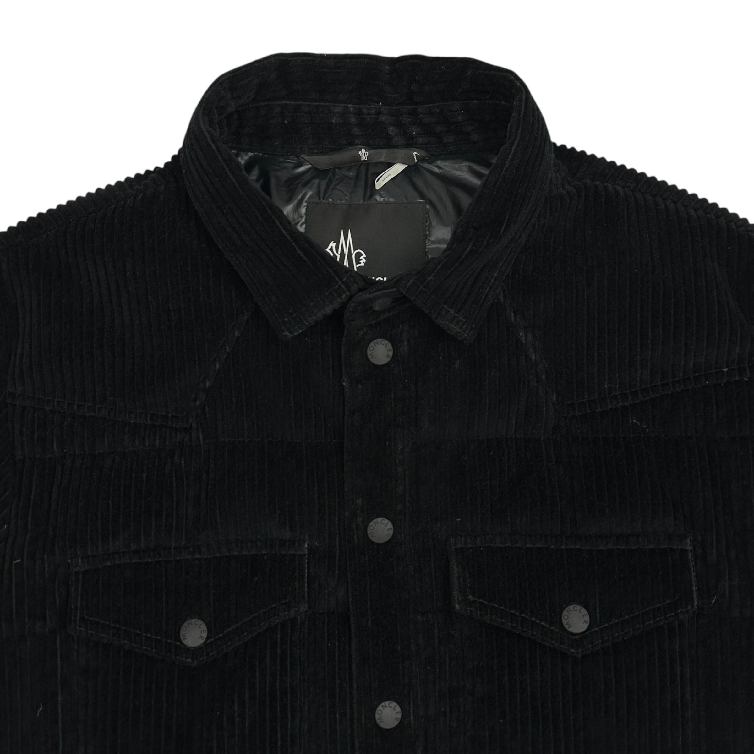 Moncler Grenoble Gelt Down Shirt Jacket Black Stretch Corduroy