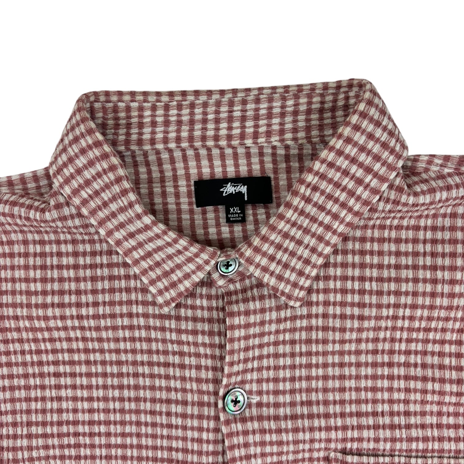 Stussy Crinkled Box Button Up Shirt Red