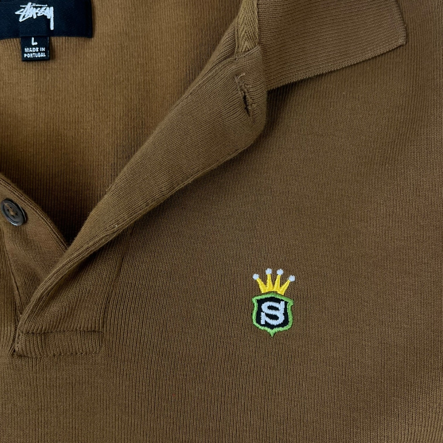 Stüssy Long-Sleeve Rib Polo Light Brown