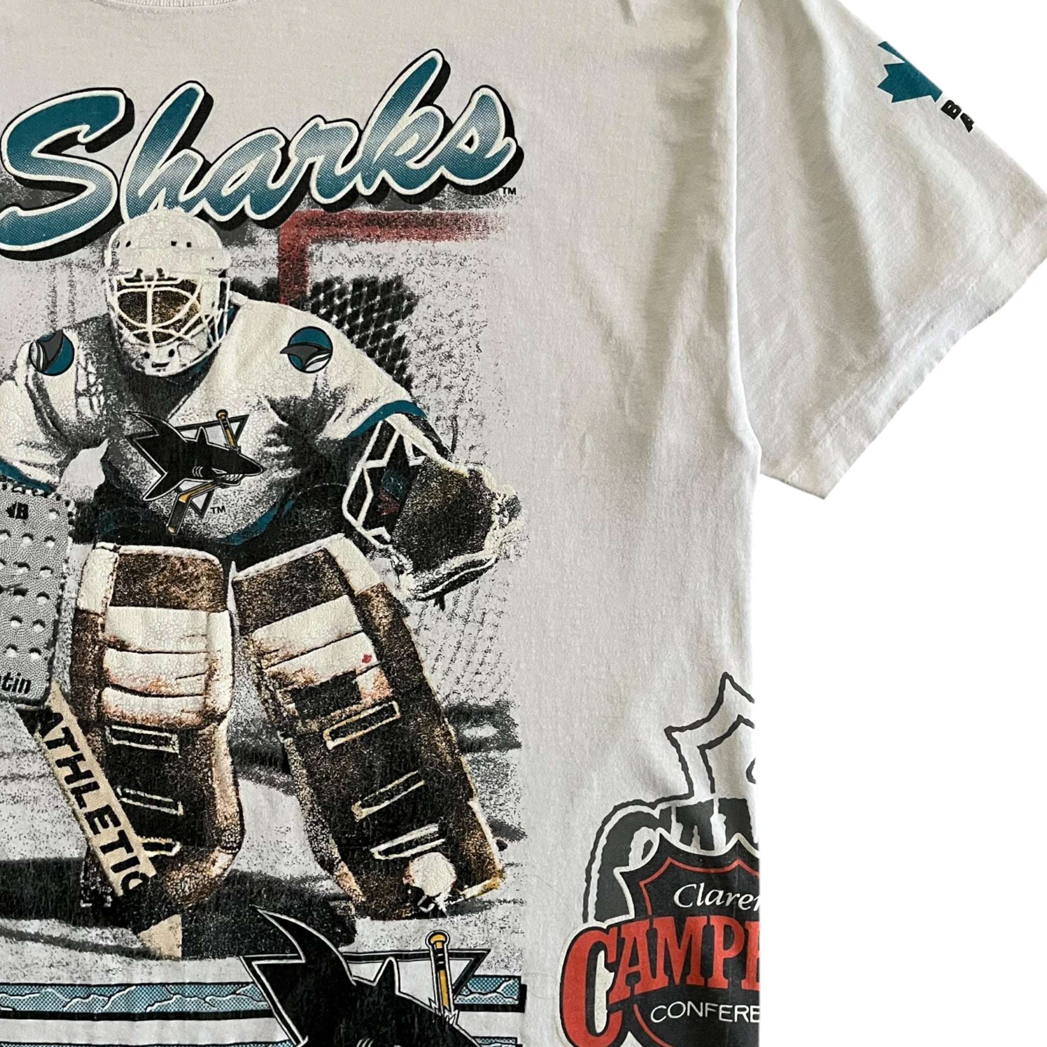 1991 San Jose Sharks Bulletin Athletic AOP T-Shirt