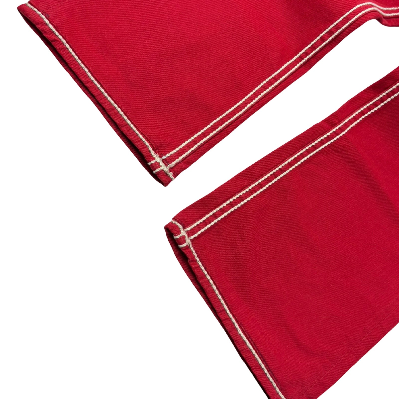 True Religion Vinny Ultra Baggy Denim Embroidered Bottoms Red