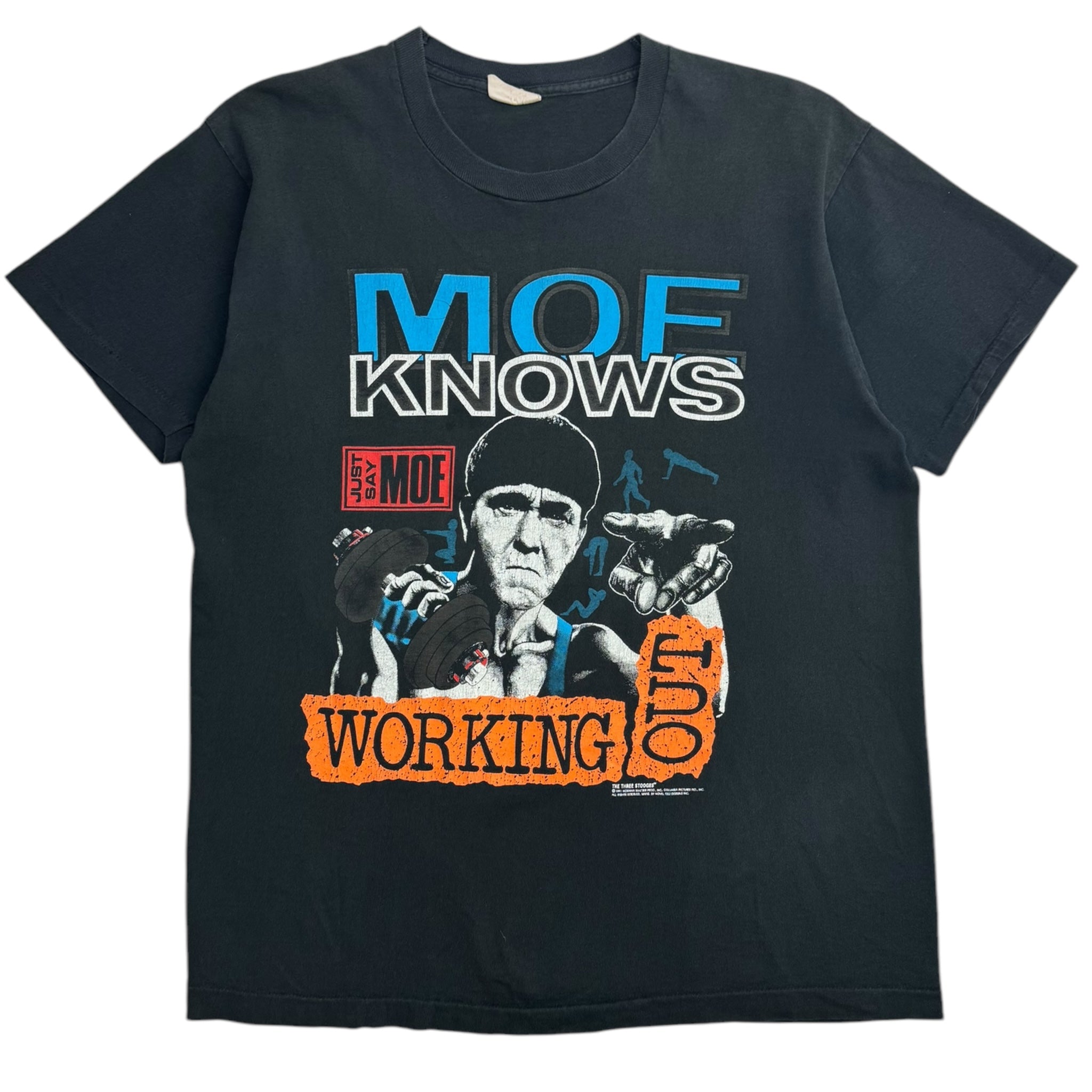 1991 The Three Stooges Moe Knows Working Out T-Shirt