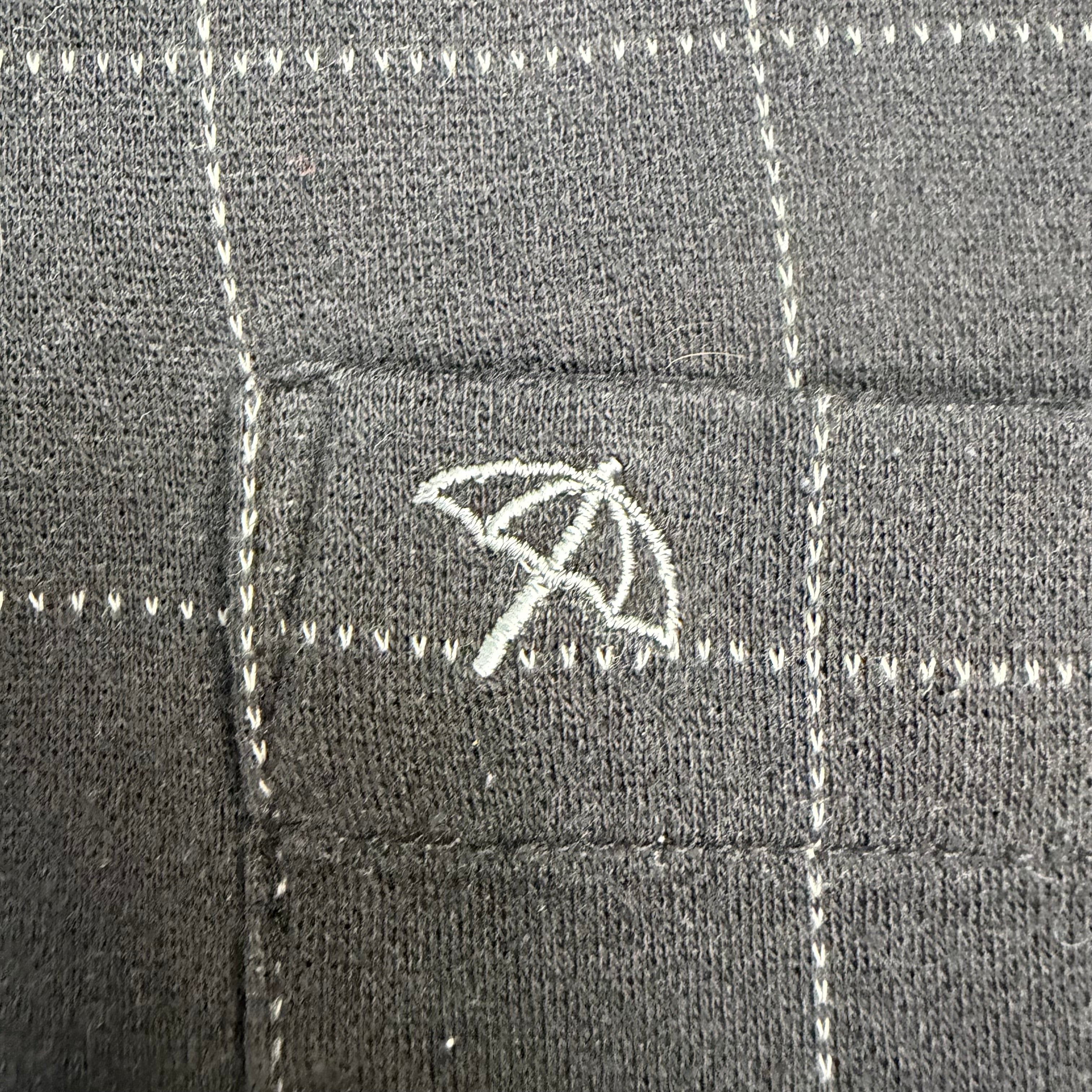 Vintage Arnold Palmer Grid Pattern Embroidered Longsleeve Polo Shirt Black