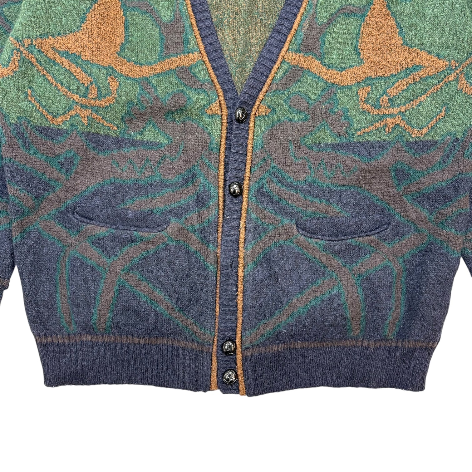 Vintage Knit Cardigan Sweater Multicolour