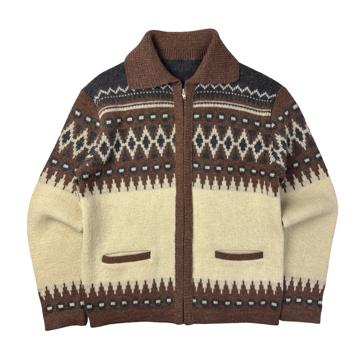 Vintage Cardigan Wool Knit Zip Up Jacket