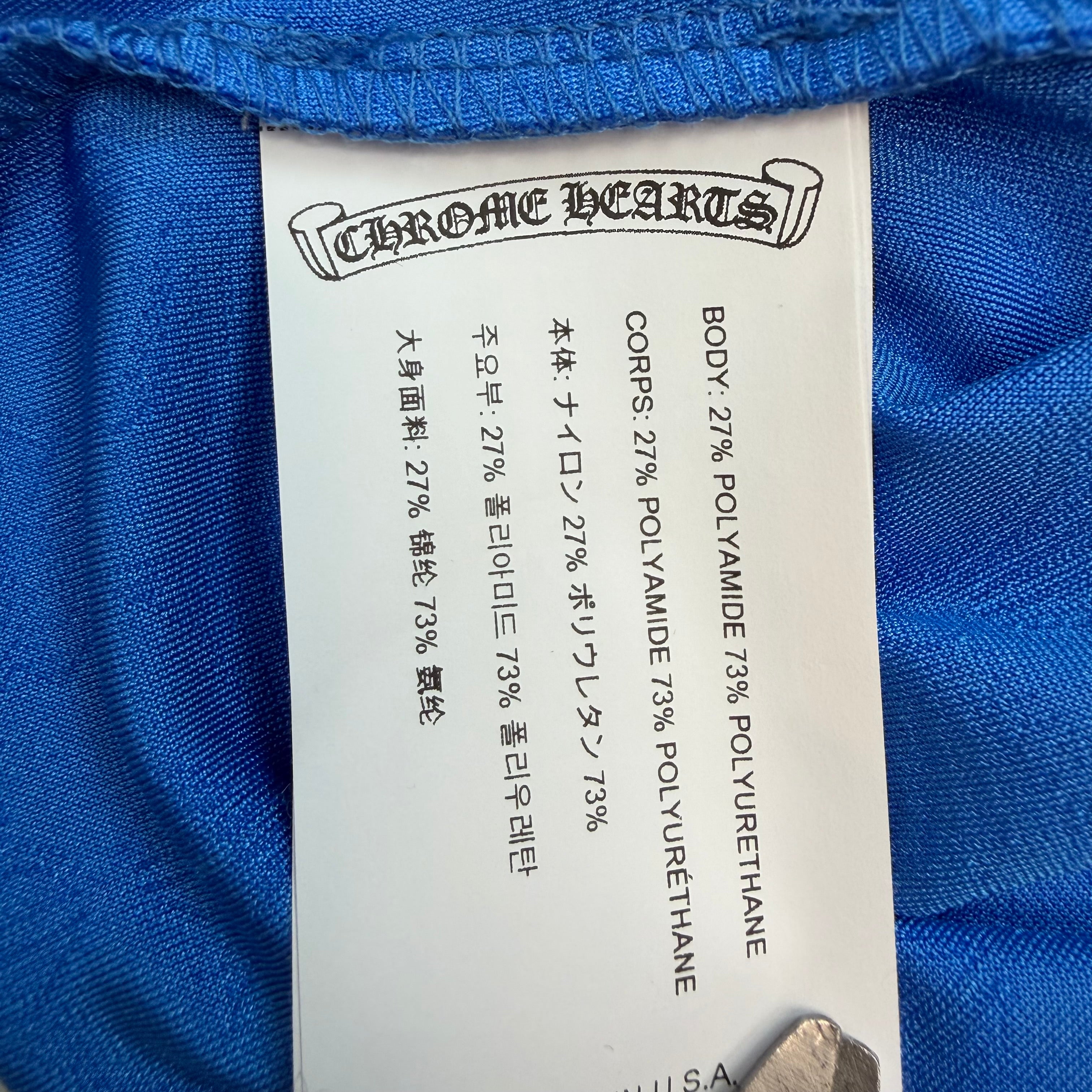(W) Chrome Hearts Cross Pattern Horseshoe Golf Polo Shirt Blue