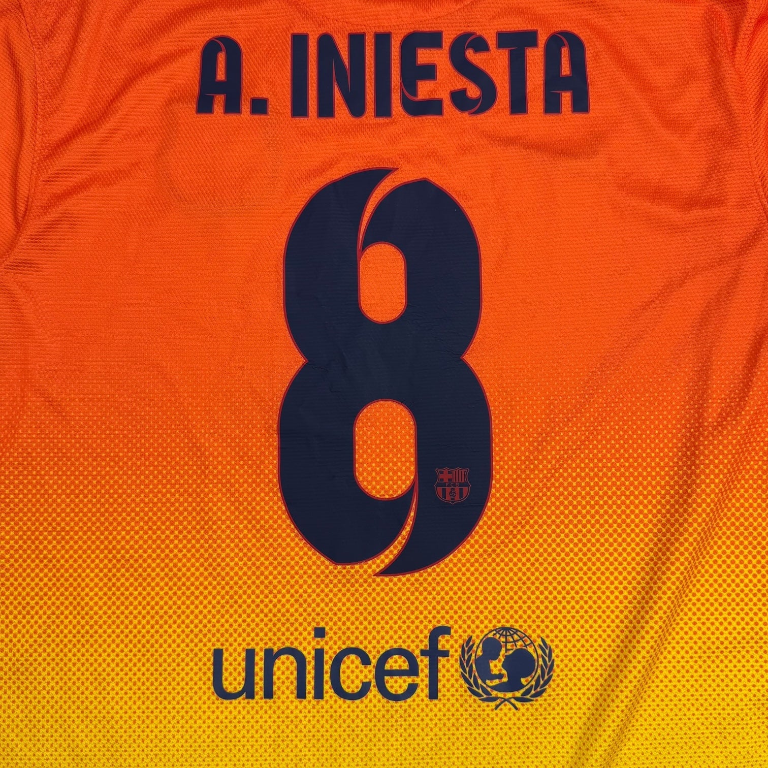 2012 Nike Barcelona Andrés Iniesta Away Jersey Orange/Yellow