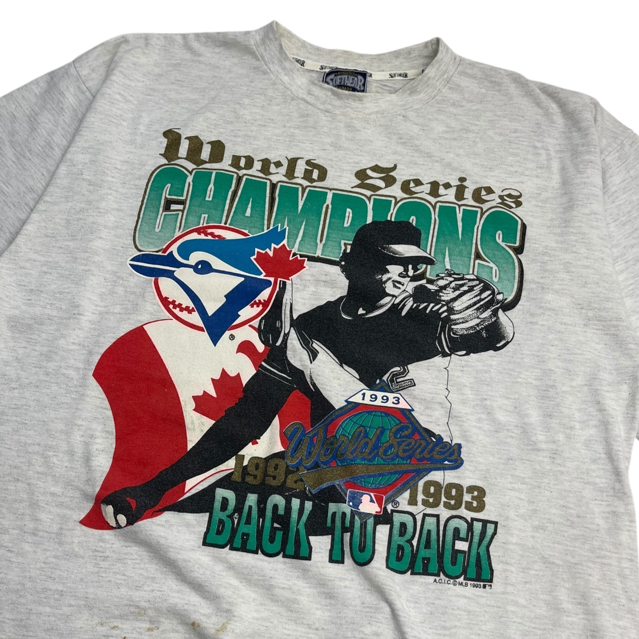 1993 Toronto Blue Jays World Series Champions T-shirt Light Heather Grey