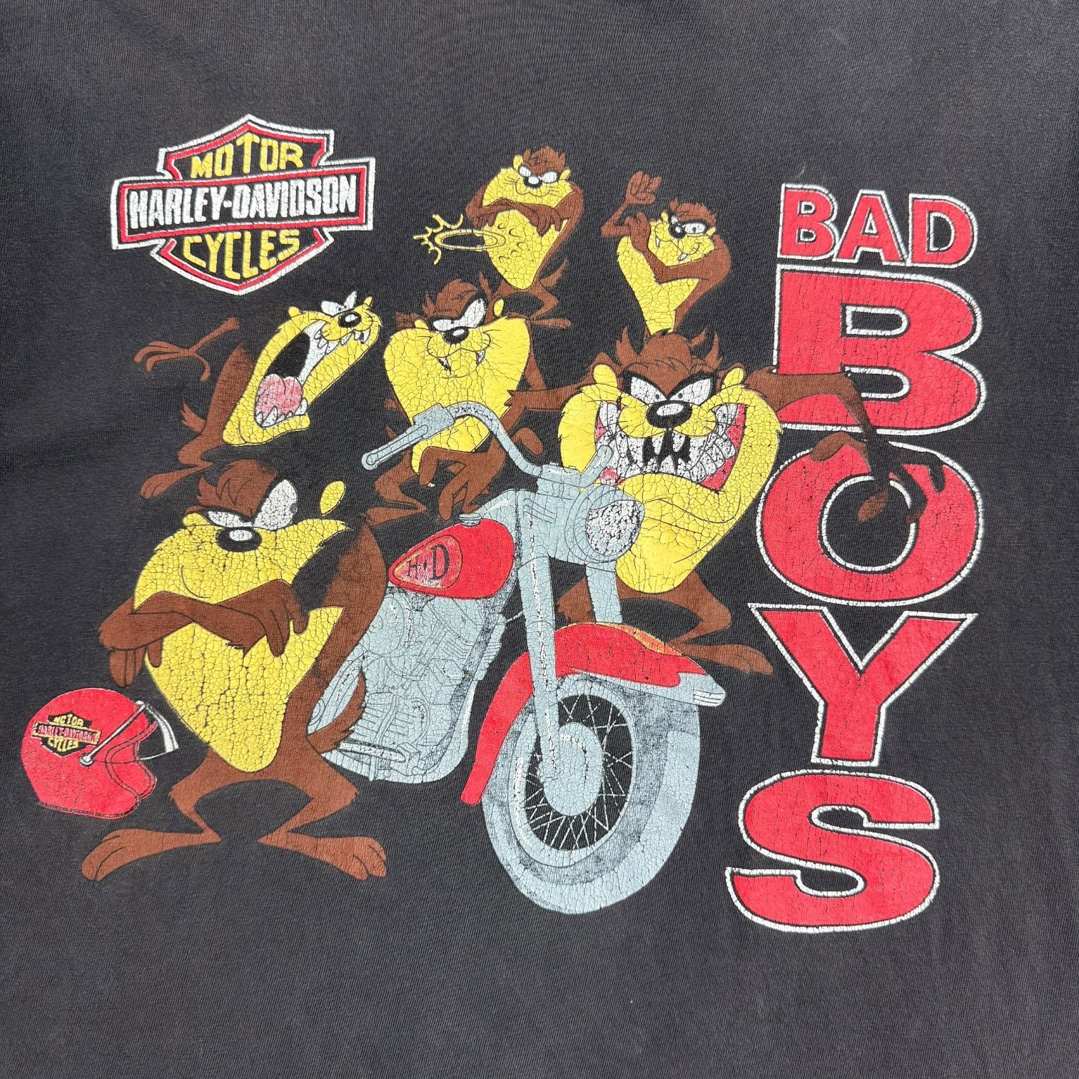 Vintage Harley Davidson Tazmanian Devil ‘Bad Boys’ Tee Faded Black