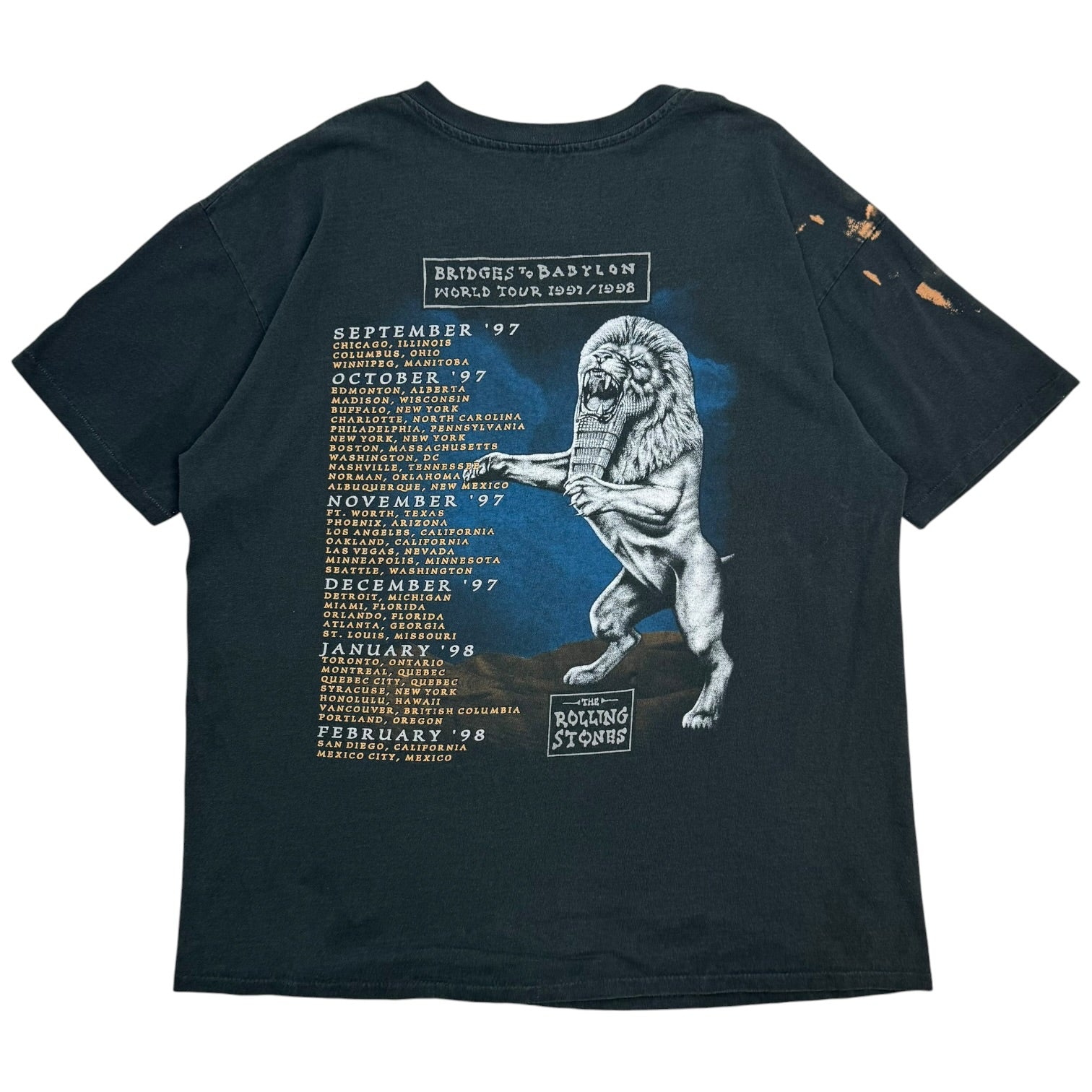 1998 The Rolling Stones Bridges To Babylon World Tour Tee Black