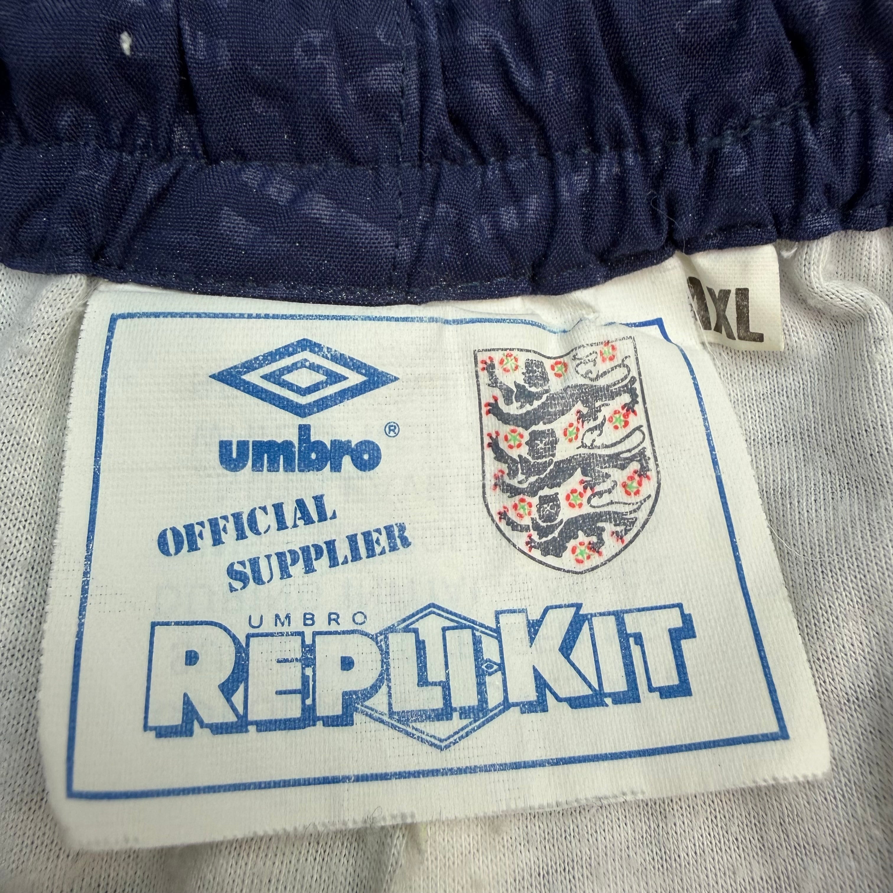 1990-92 Umbro England All Over Print Training Pants Navy