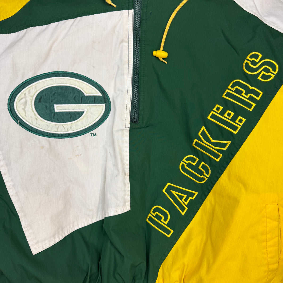Vintage Greenbay Packers NFL Pro Player Quarter Zip Jacket Green/Yellow
