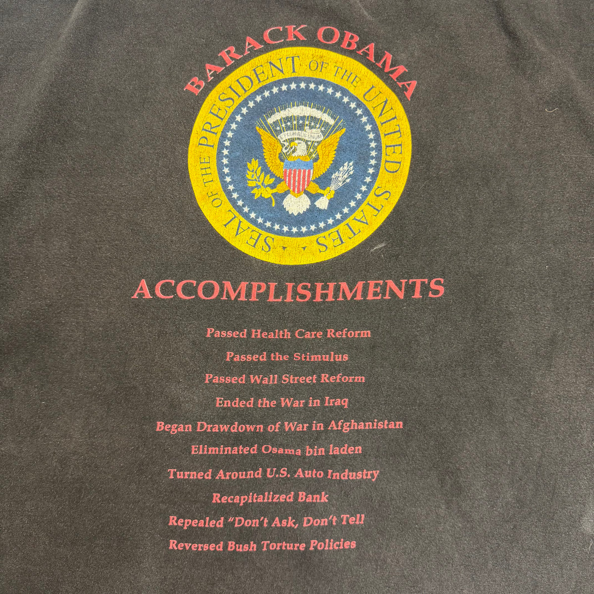 2012 Barack Obama Re-Elect Rap Tee Faded Black