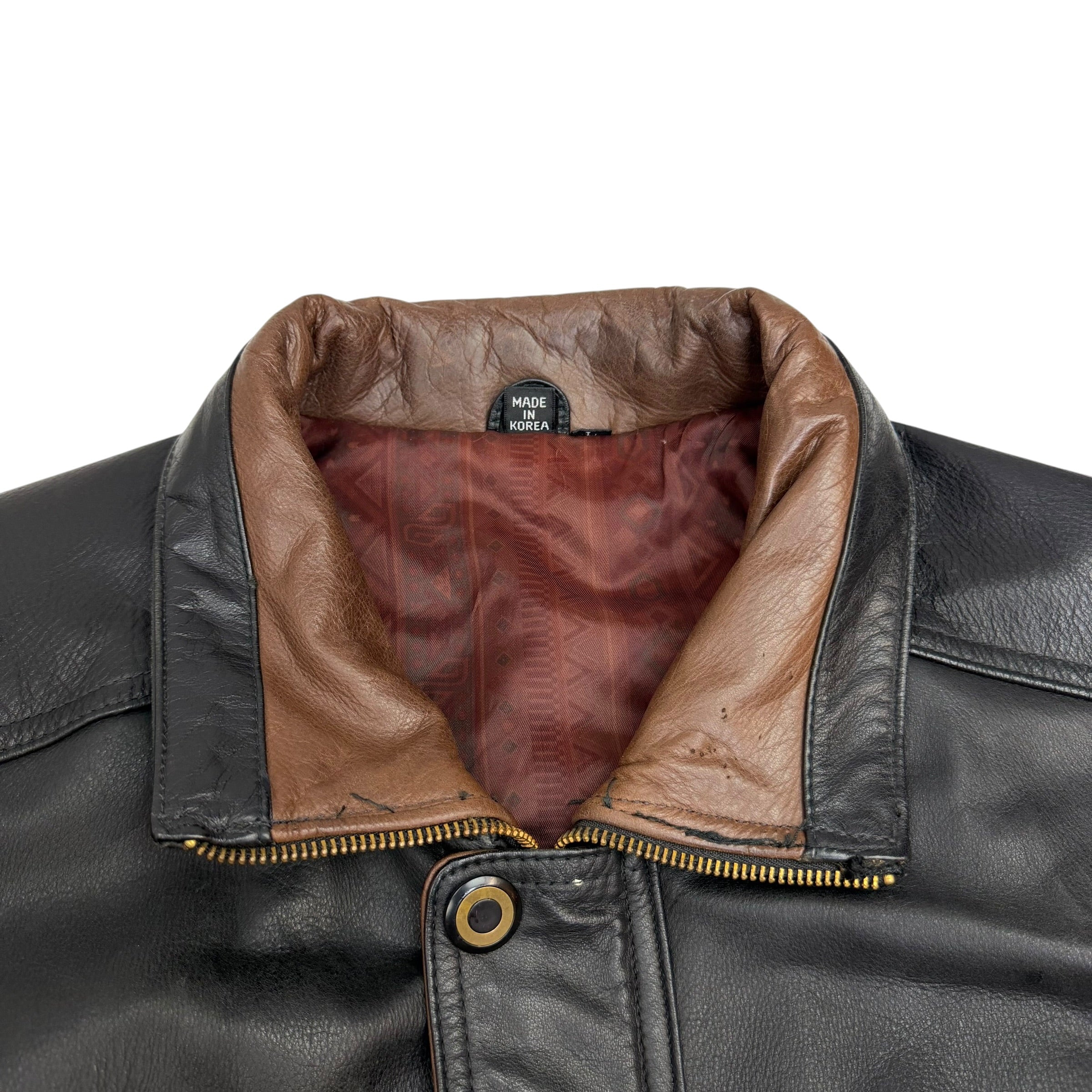 Vintage Leather Flight Bomber Jacket Black