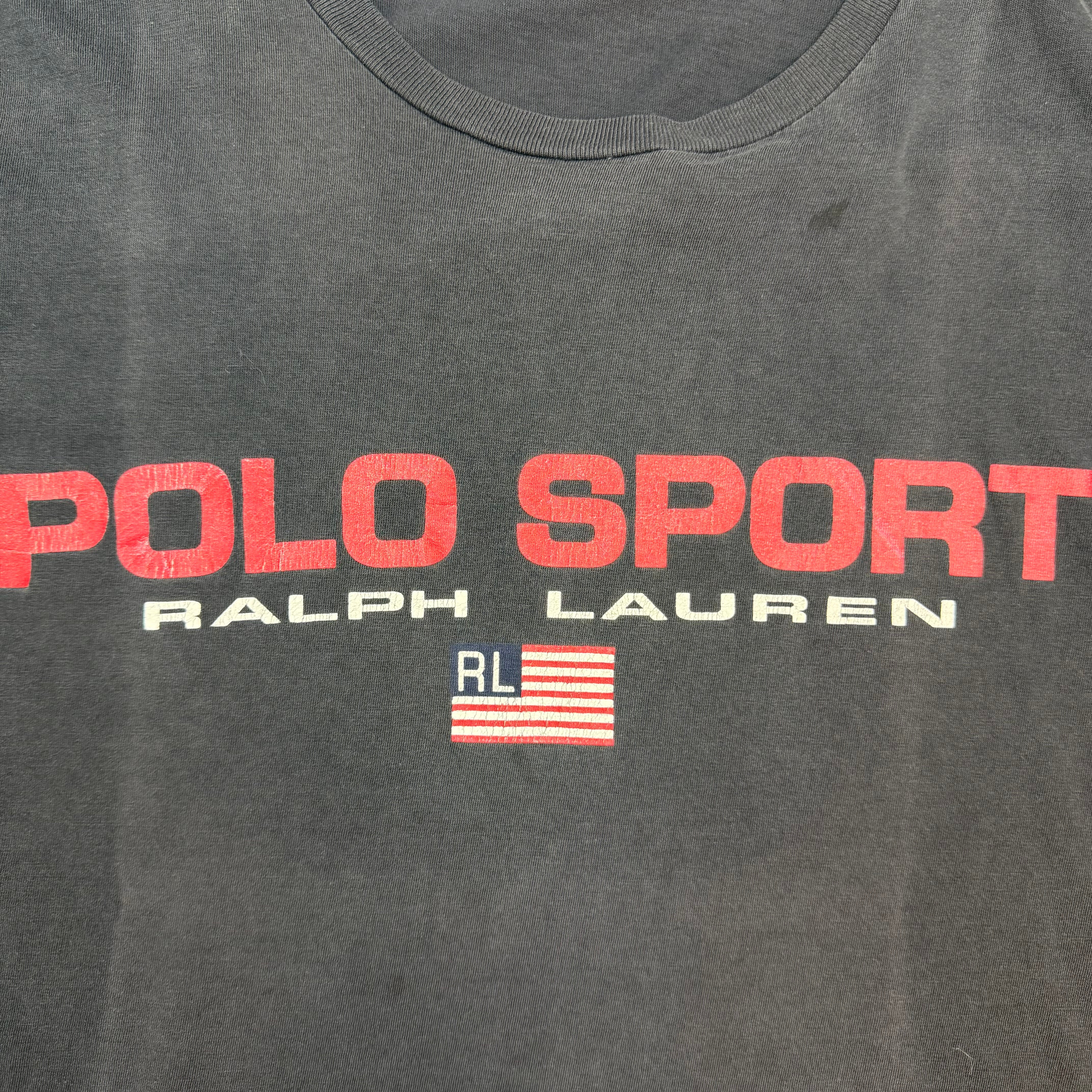 Vintage Polo Sport Ralph Lauren Flag Tee Black