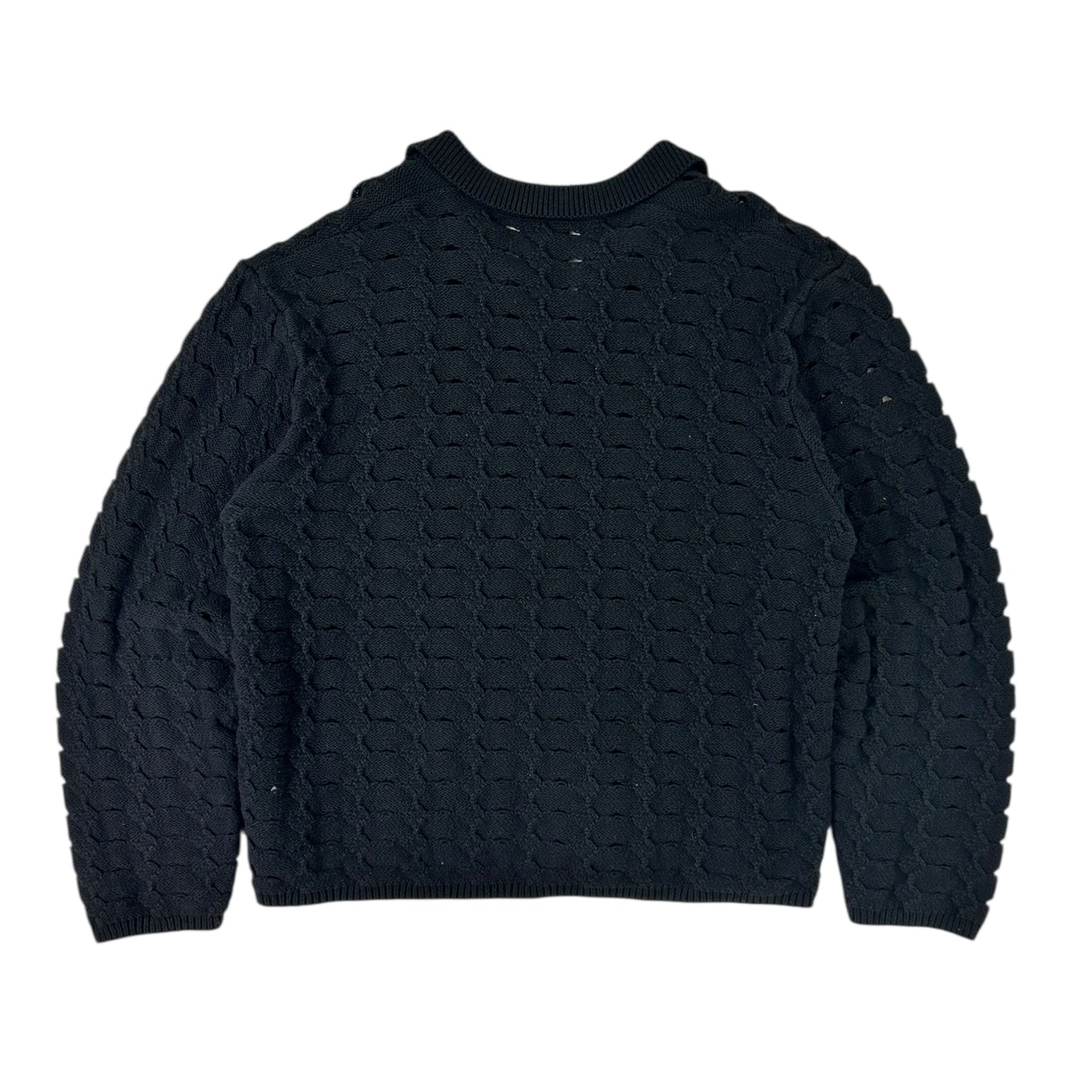 Stussy Open Knit Collared Sweater Black