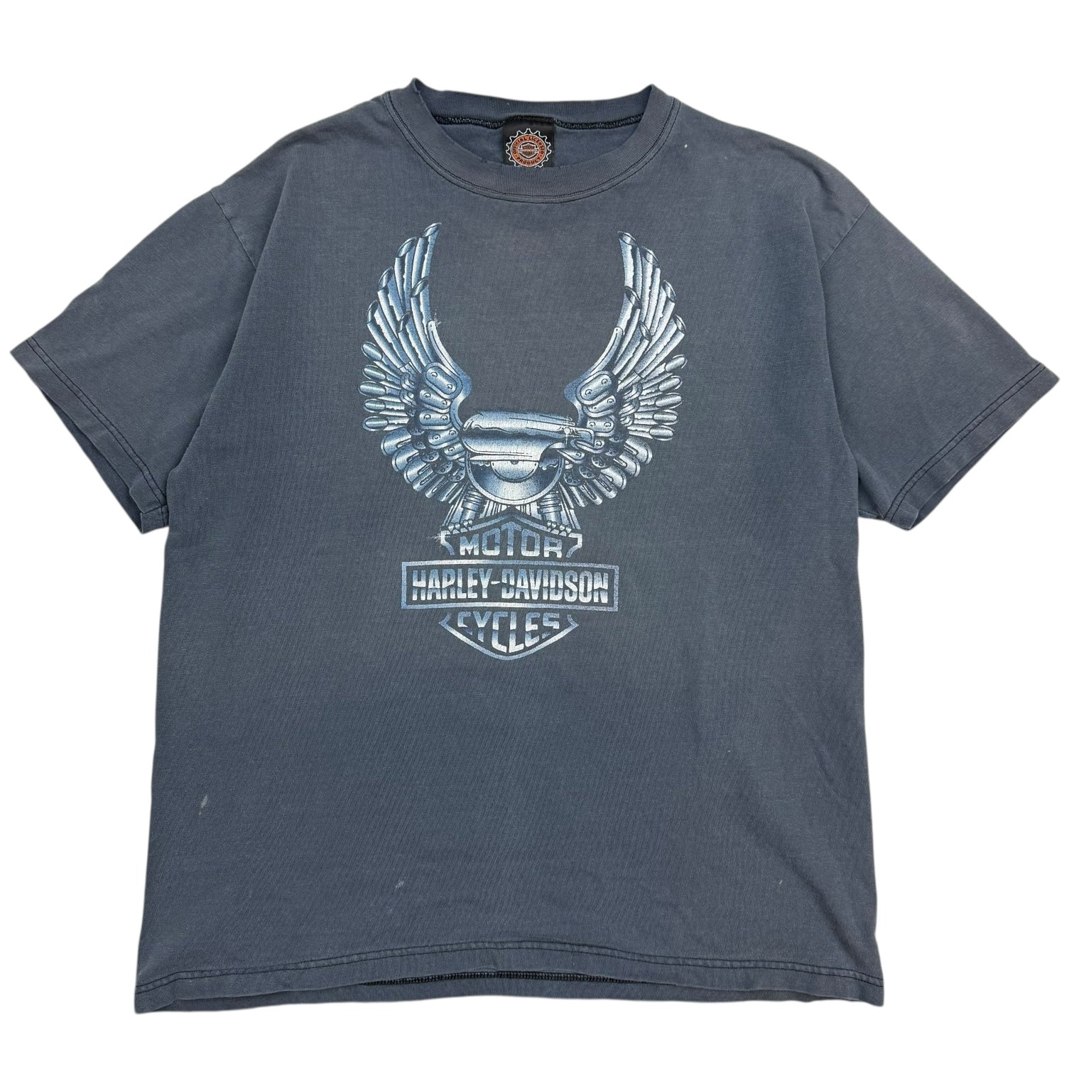 Harley Davidson Engine Tee Faded Blue
