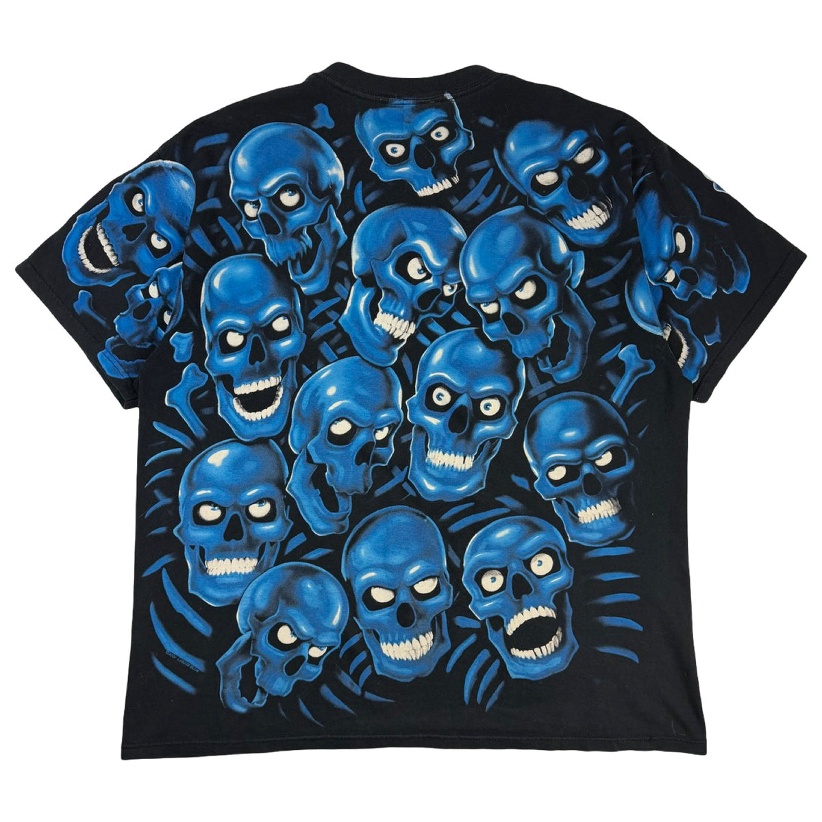 2001 Liquid Blue AOP Skull Pile T-Shirt Black/Blue