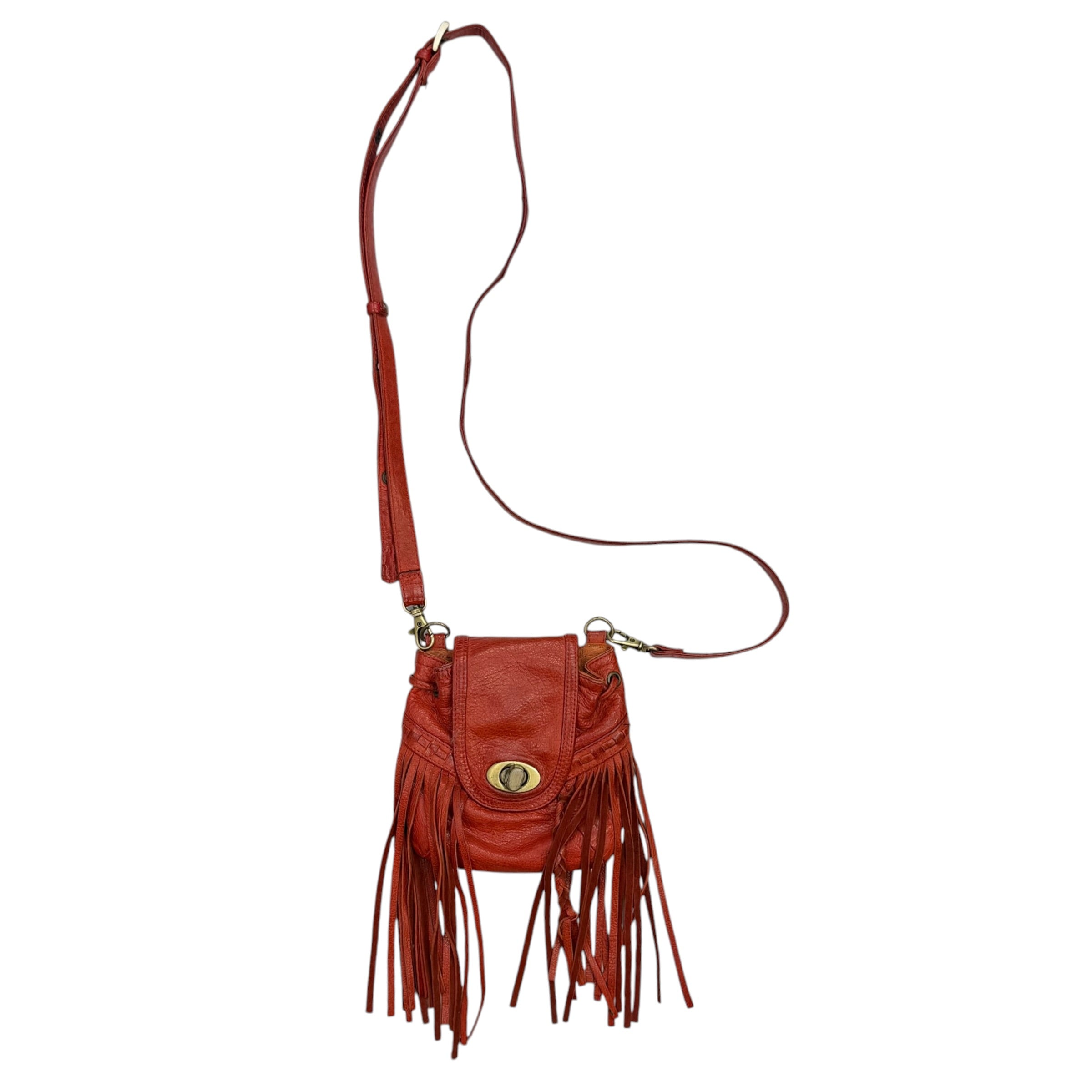 (W) Vintage Meissi Bohemian Style Cross Body Fringe Bag Orange