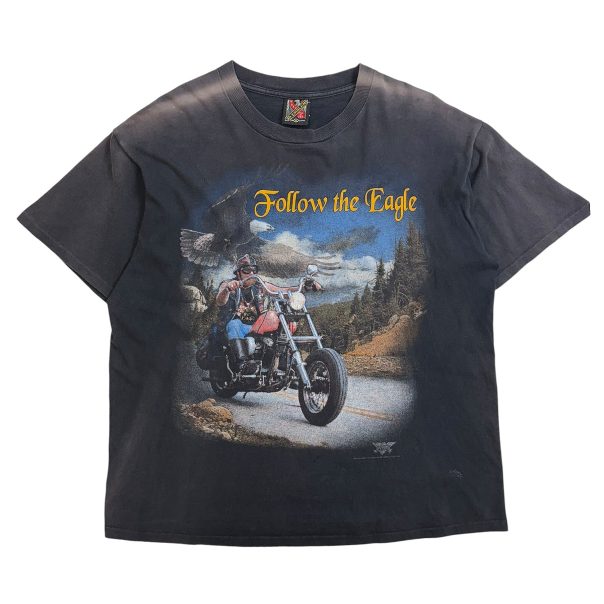 Vintage 3D Emblem "Follow the Eagle" T-Shirt Black