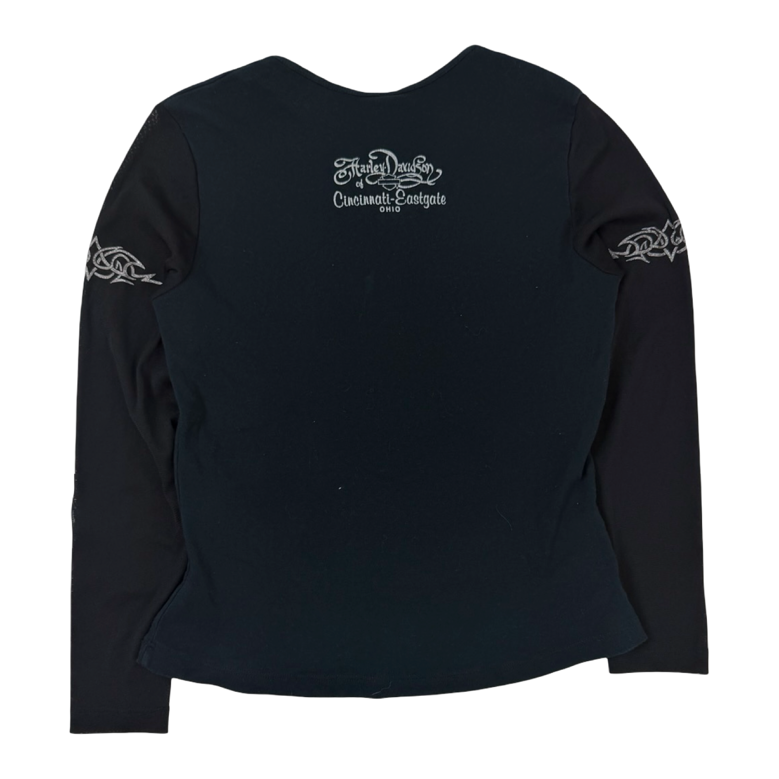 (W) Vintage Harley Davidson Tribal Long Sleeve Shirt Black