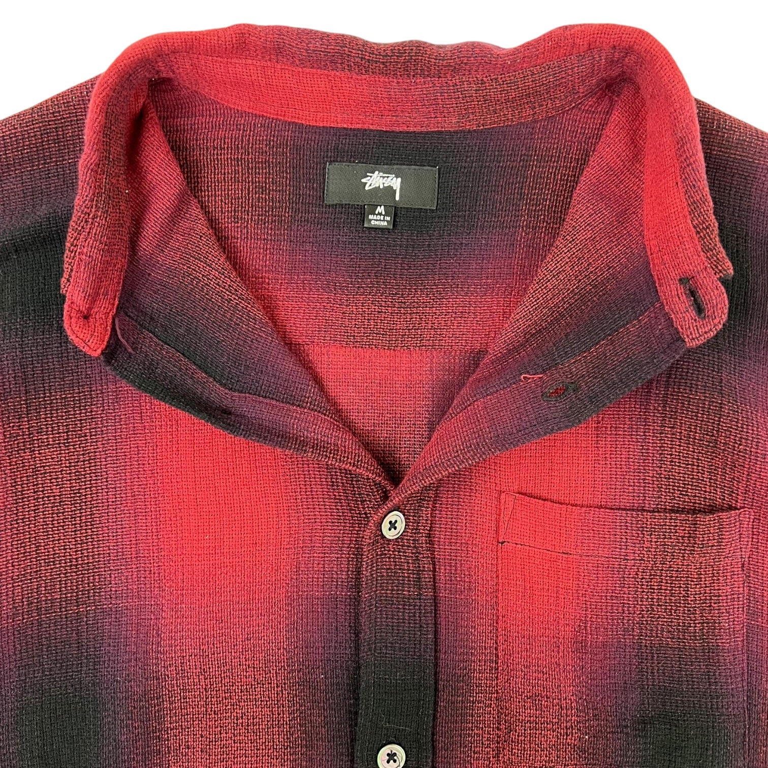 Stussy Loose Weave Plaid Shirt Red/Black