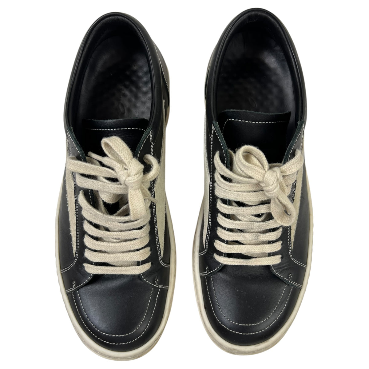 Rick Owen’s Vintage Low Top Sneaker Black and Milk Leather