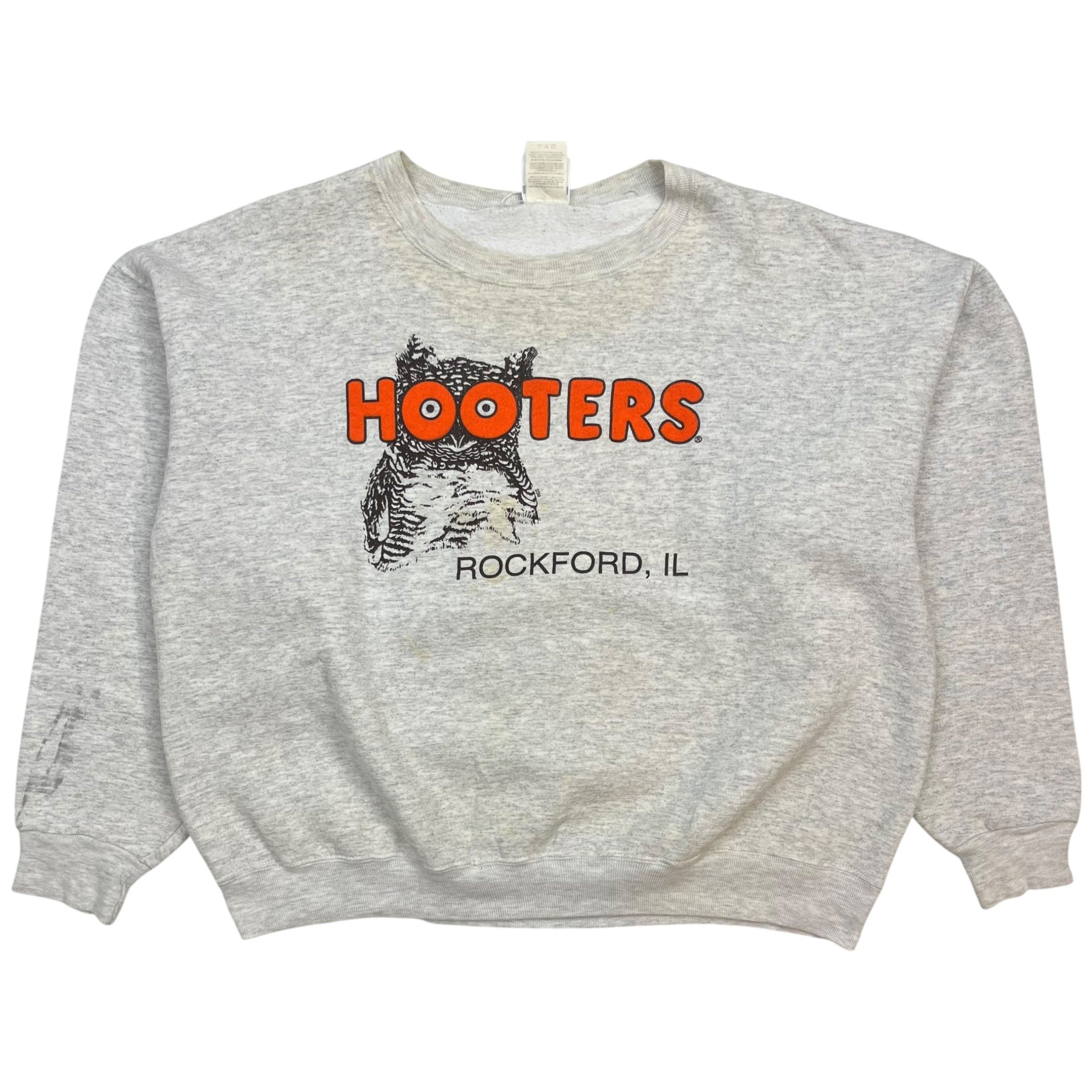 Vintage Hooters Of Rockford Illinois Sweater Light Grey