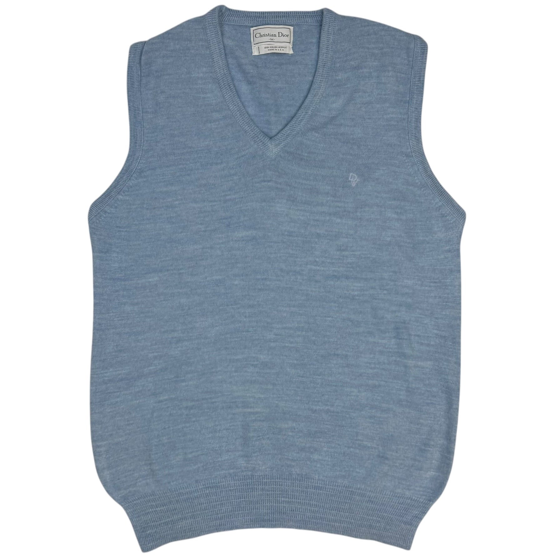 Vintage Christian Dior Knit Vest Baby Blue