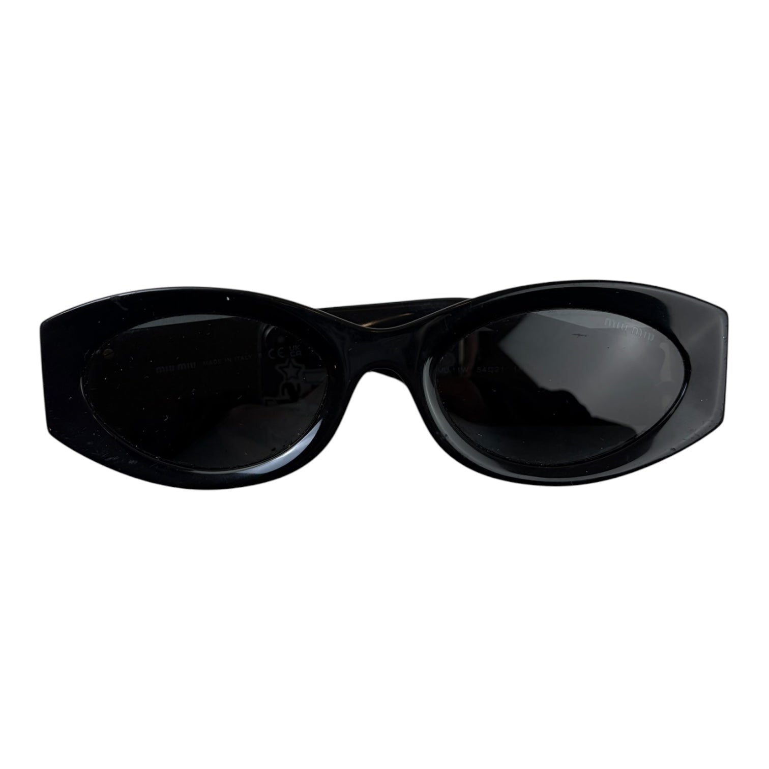 (W) MIU MIU Oval Acetate Sunglasses Black