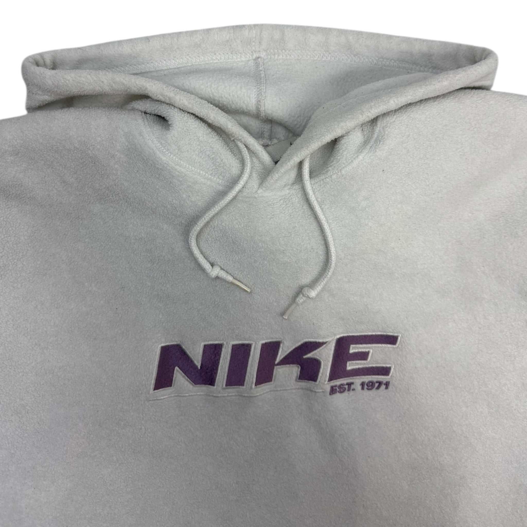 Vintage Nike Spellout Fleece Hoodie White