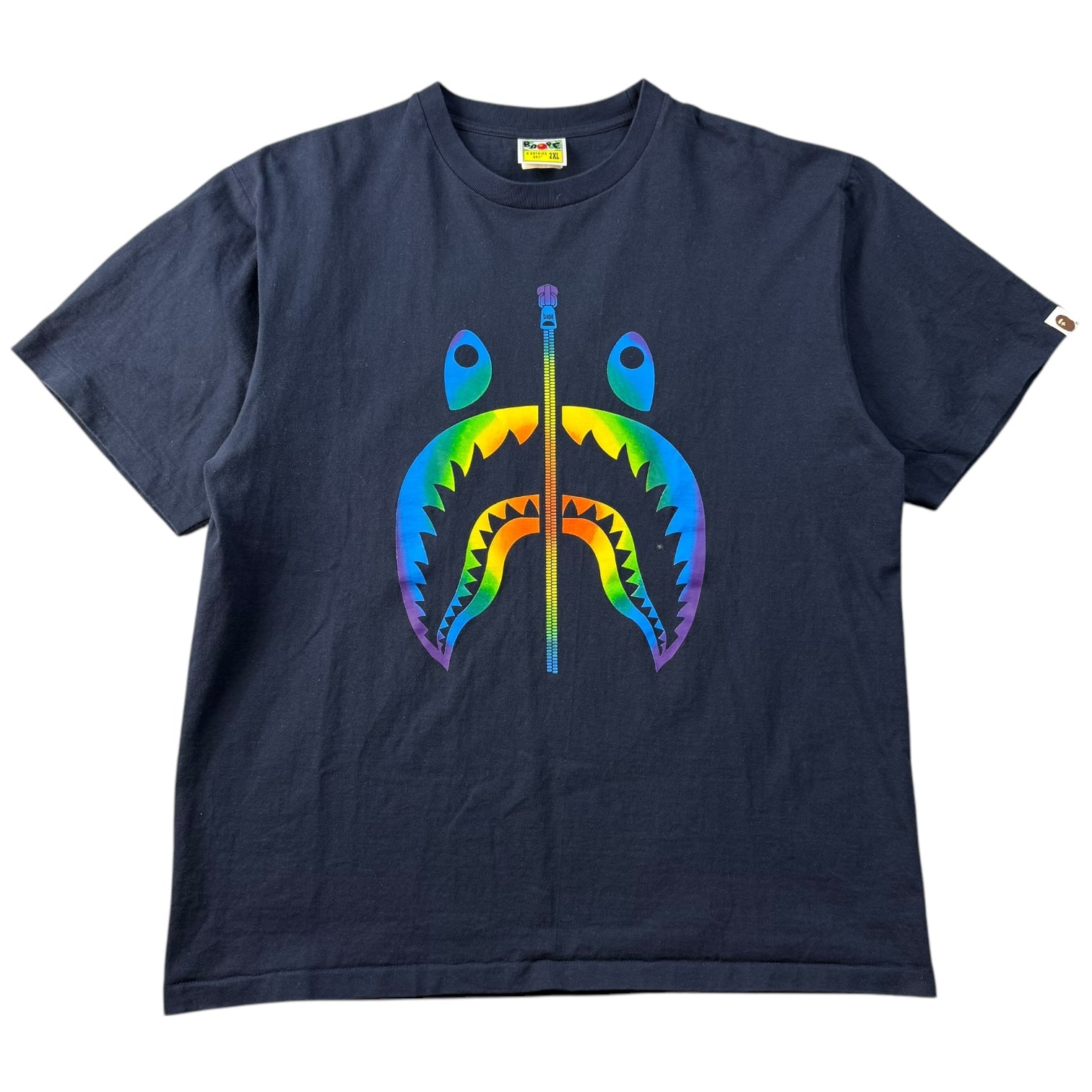 Bape Rainbow Shark Tee Navy Blue